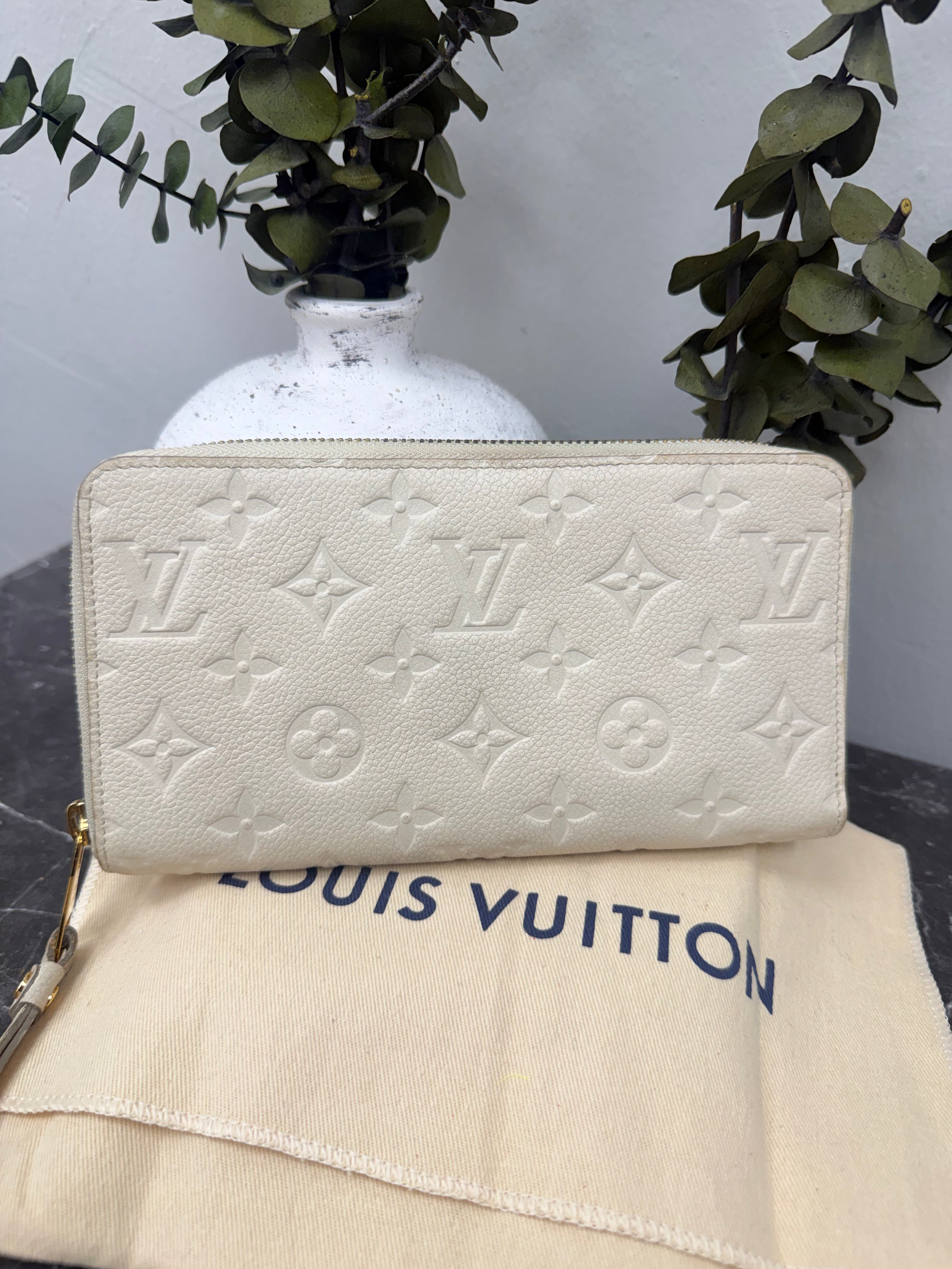 Louis Vuitton Cream Monogram Empreinte Leather Zippy Wallet