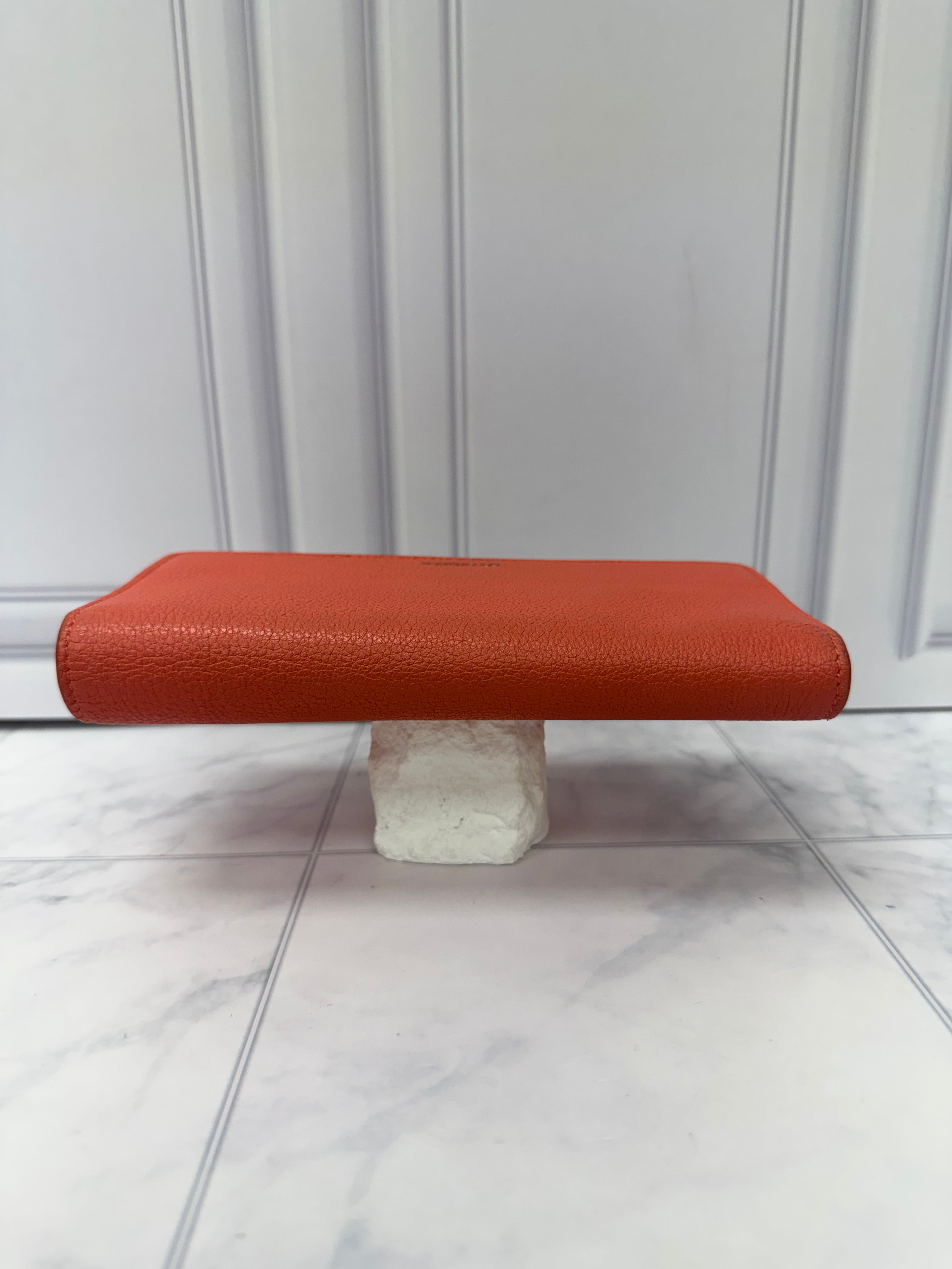 Balenciaga Coral Pink Grained Leather Flap wallet
