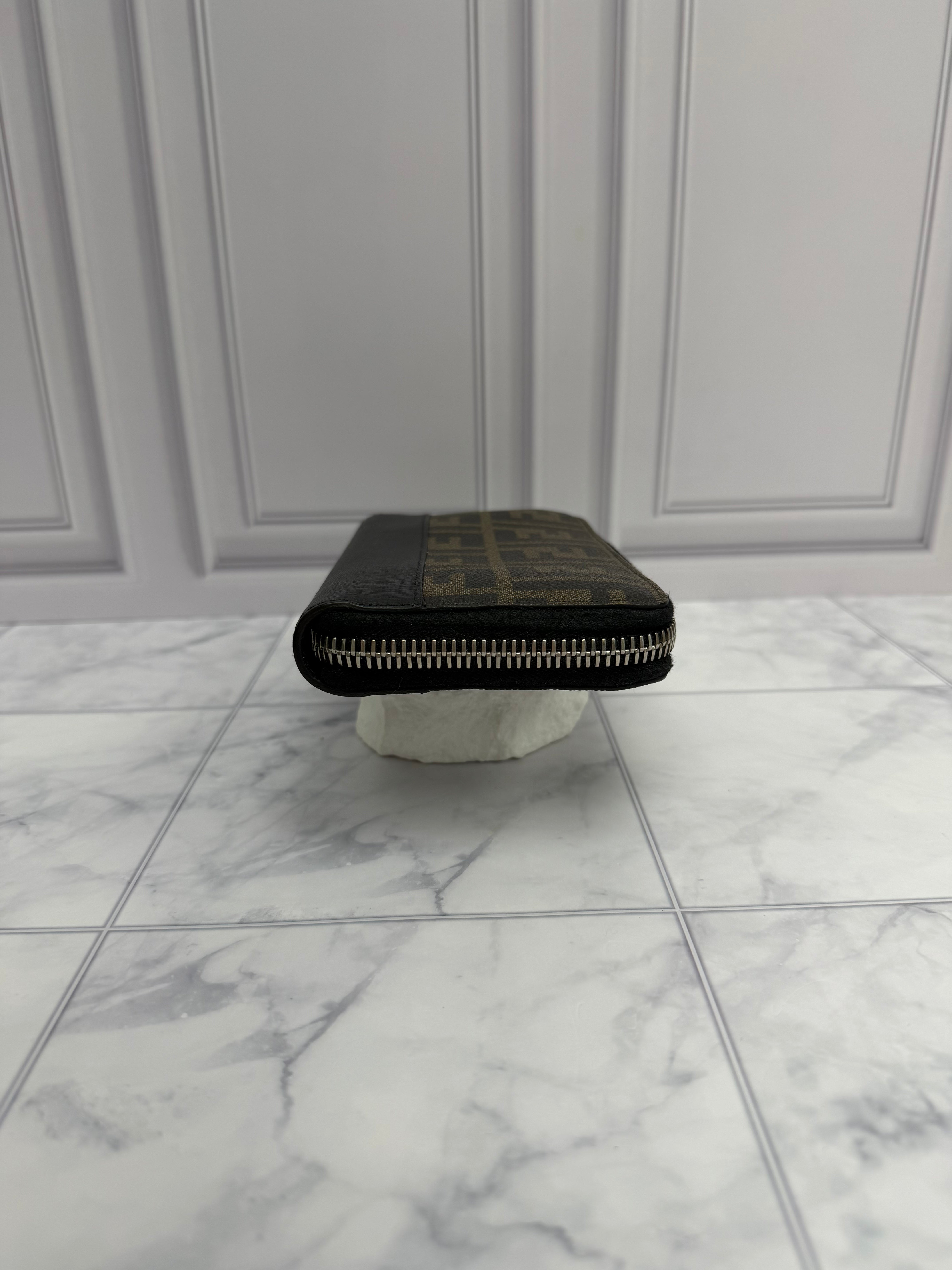 *DONS DROP* Fendi Brown & Black Zucca Coated Canvas Zippy Wallet