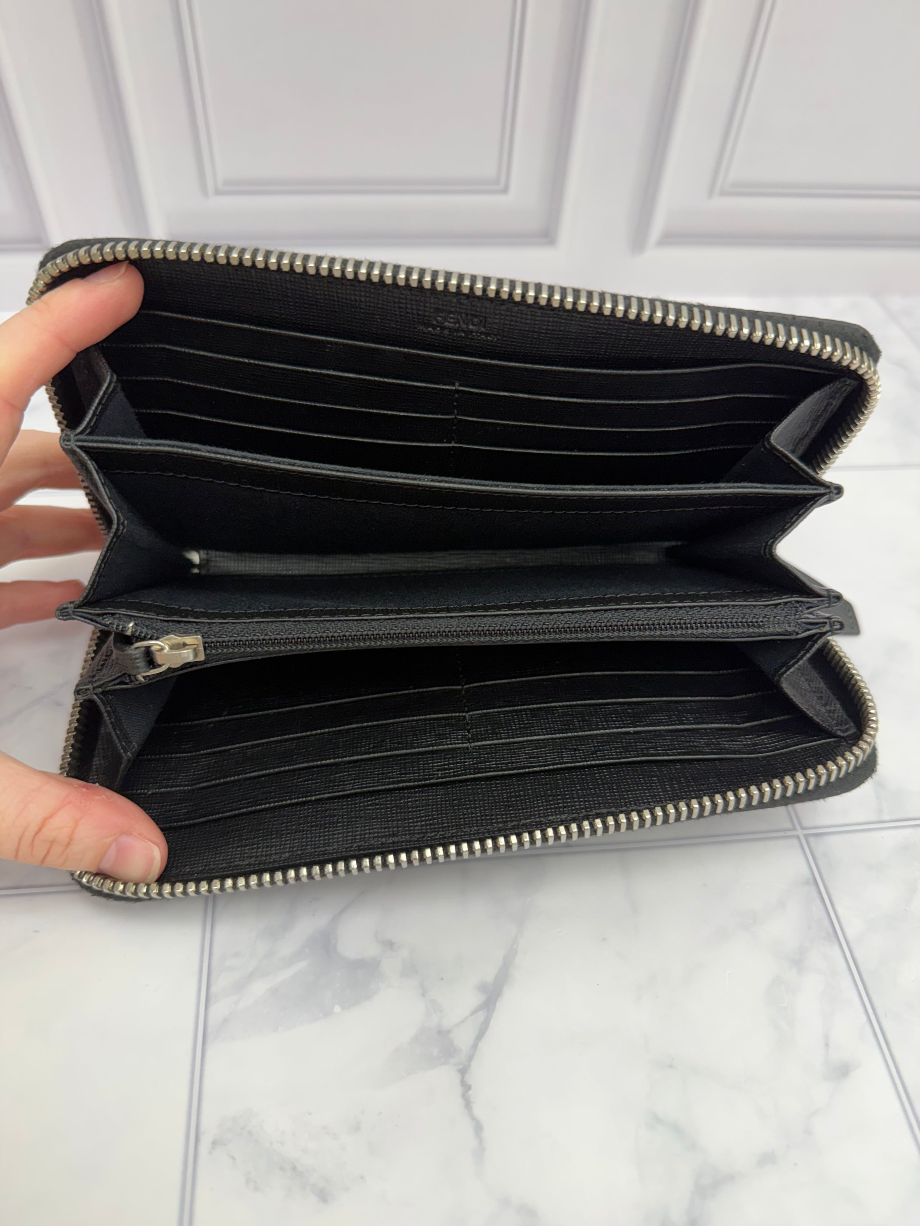 *DONS DROP* Fendi Brown & Black Zucca Coated Canvas Zippy Wallet