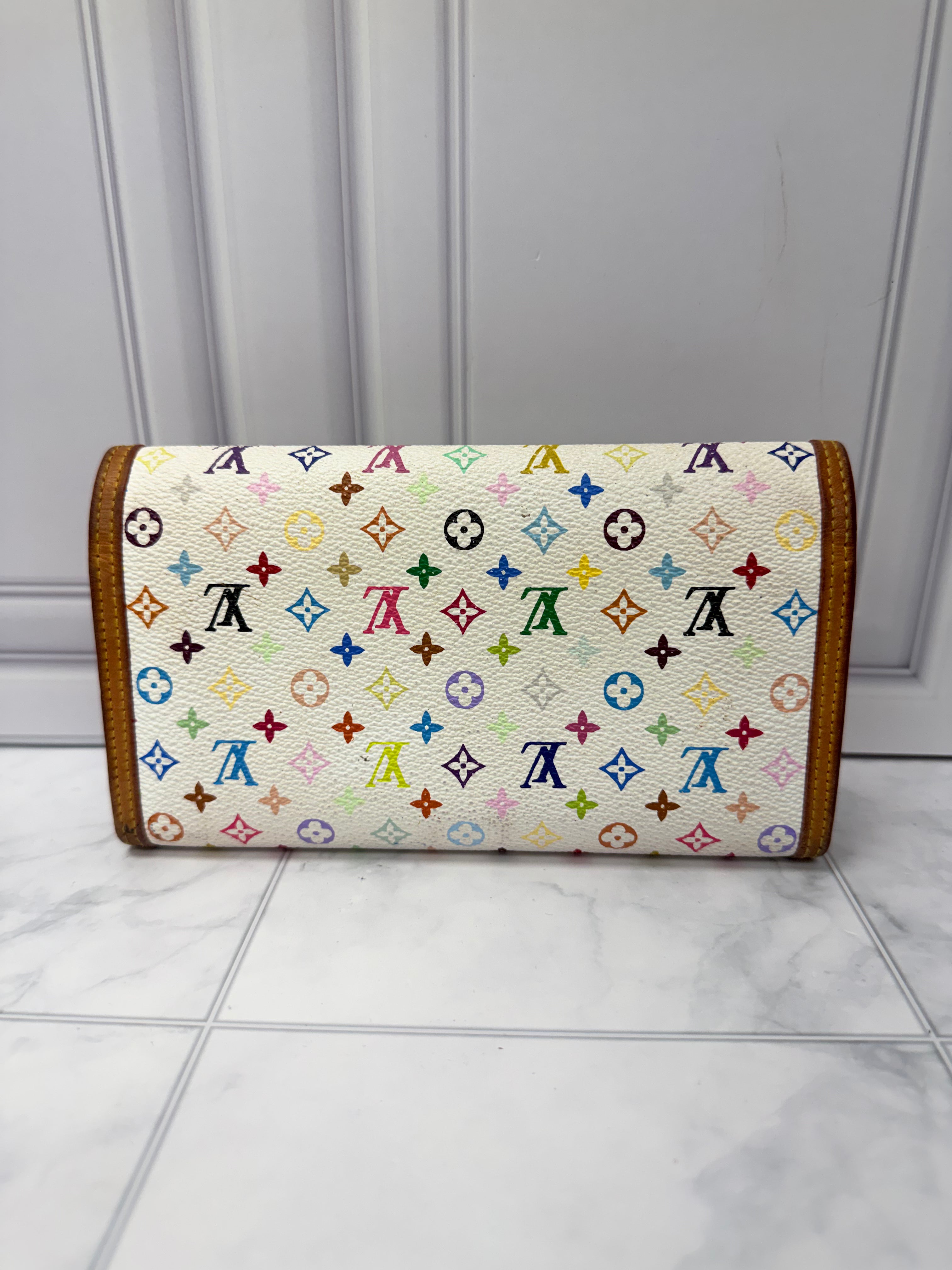 Louis Vuitton White Multicolor Monogram International Wallet