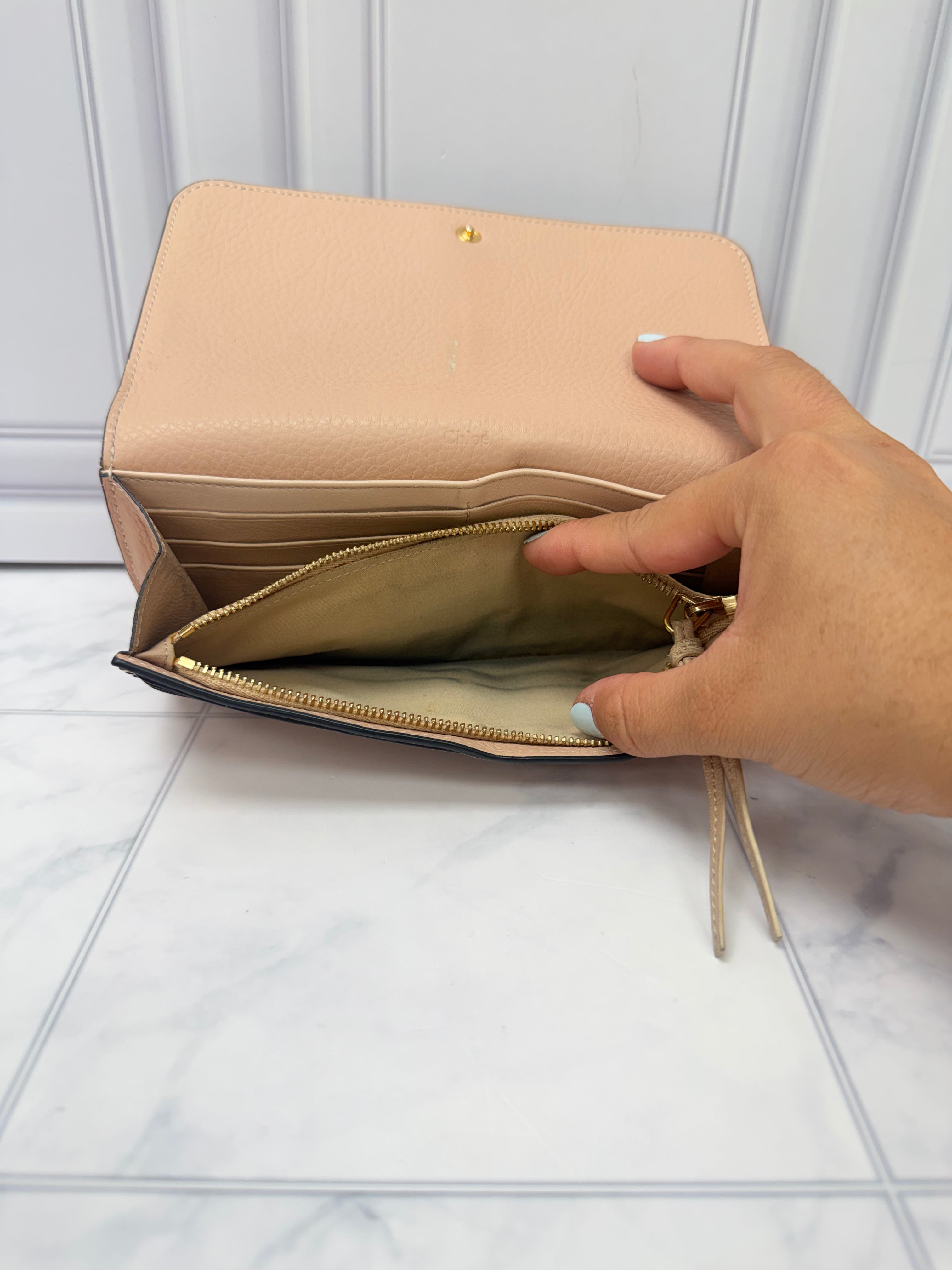 Chloe Pink Grained Leather Wallet