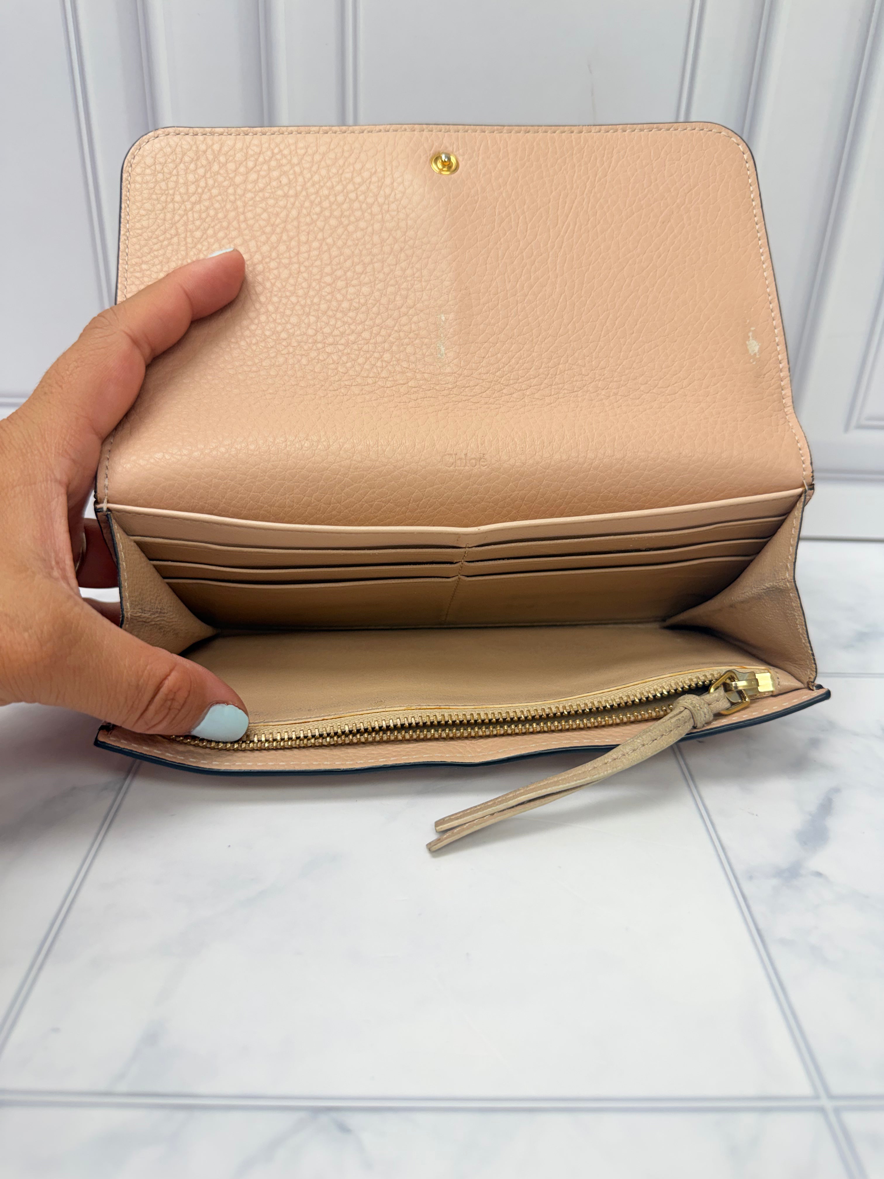Chloe Pink Grained Leather Wallet