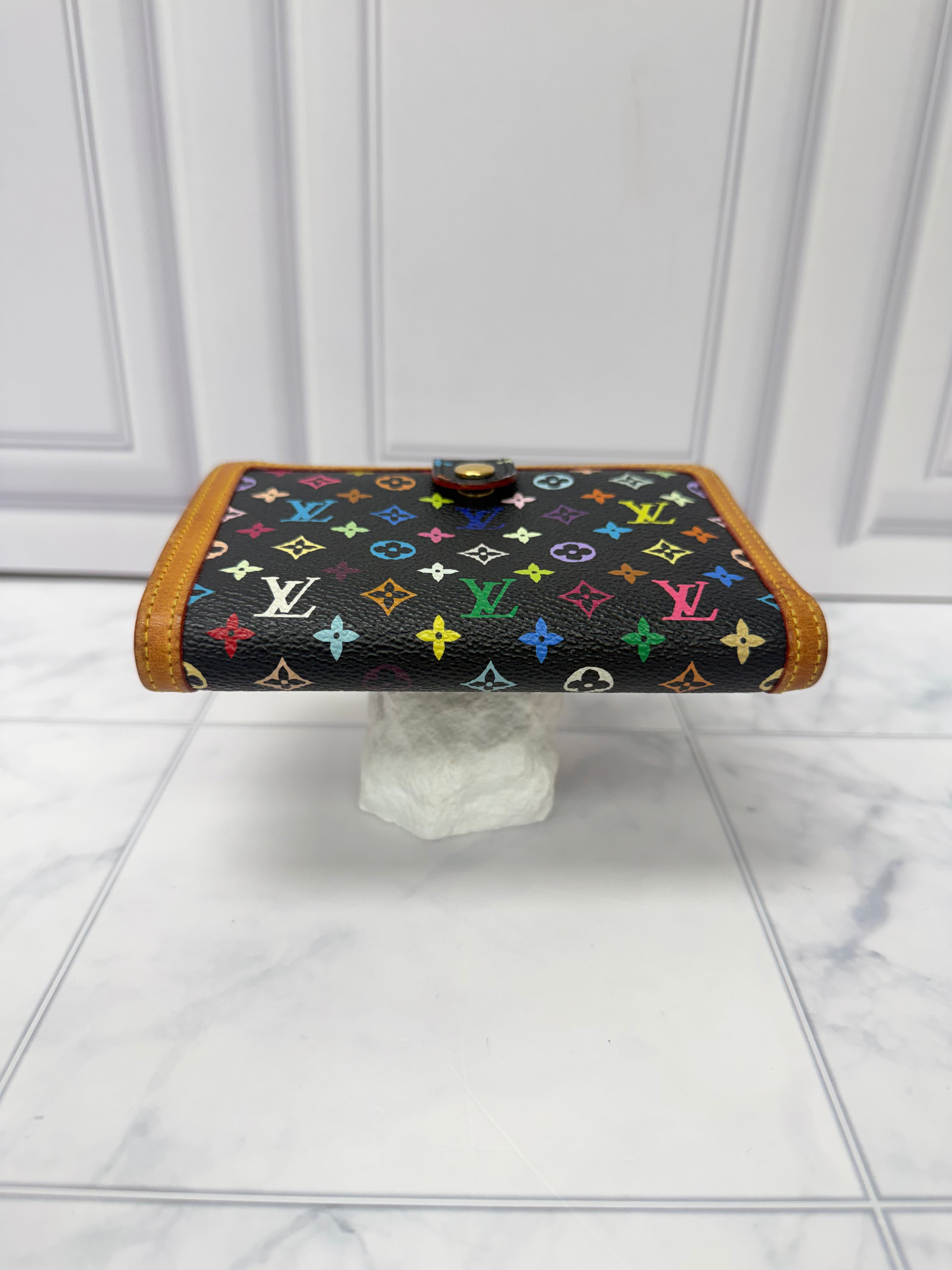 Louis Vuitton Black Multicolor Monogram French Compact Wallet