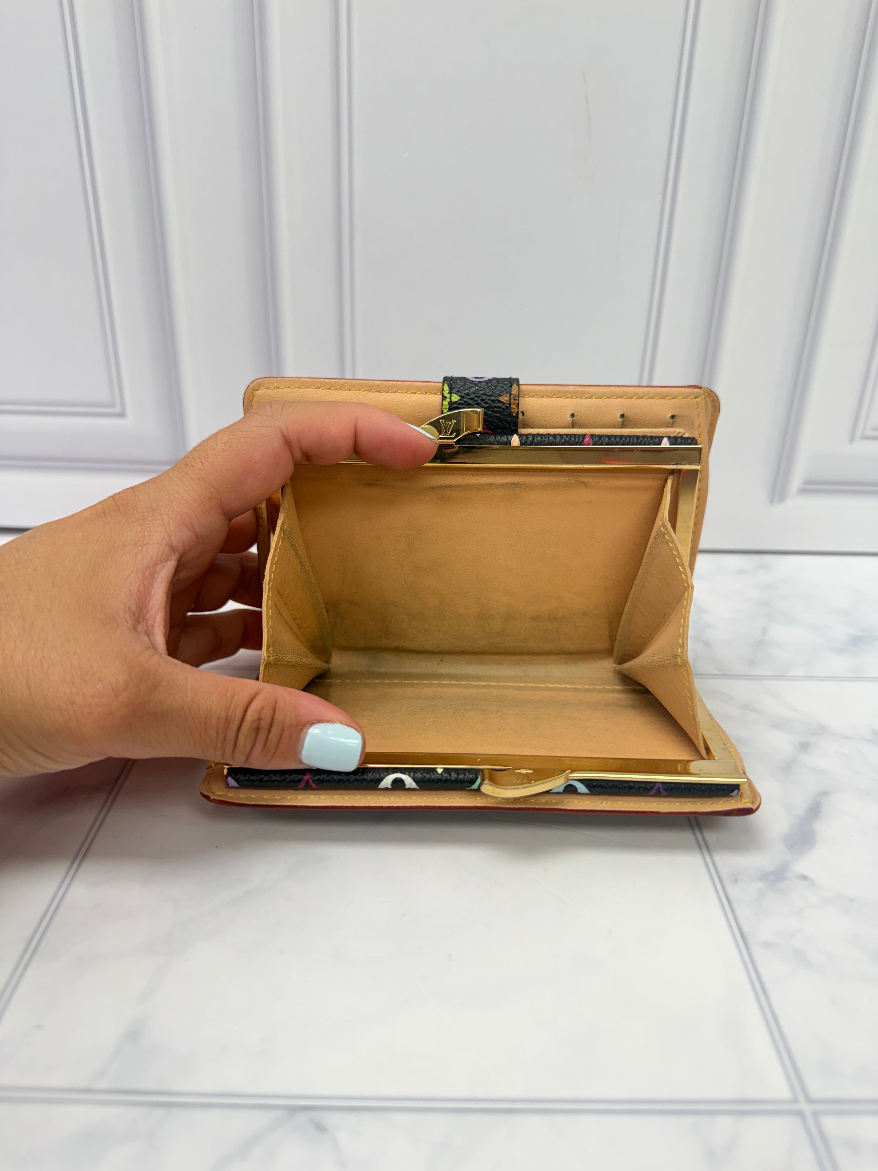 Louis Vuitton Black Multicolor Monogram French Compact Wallet