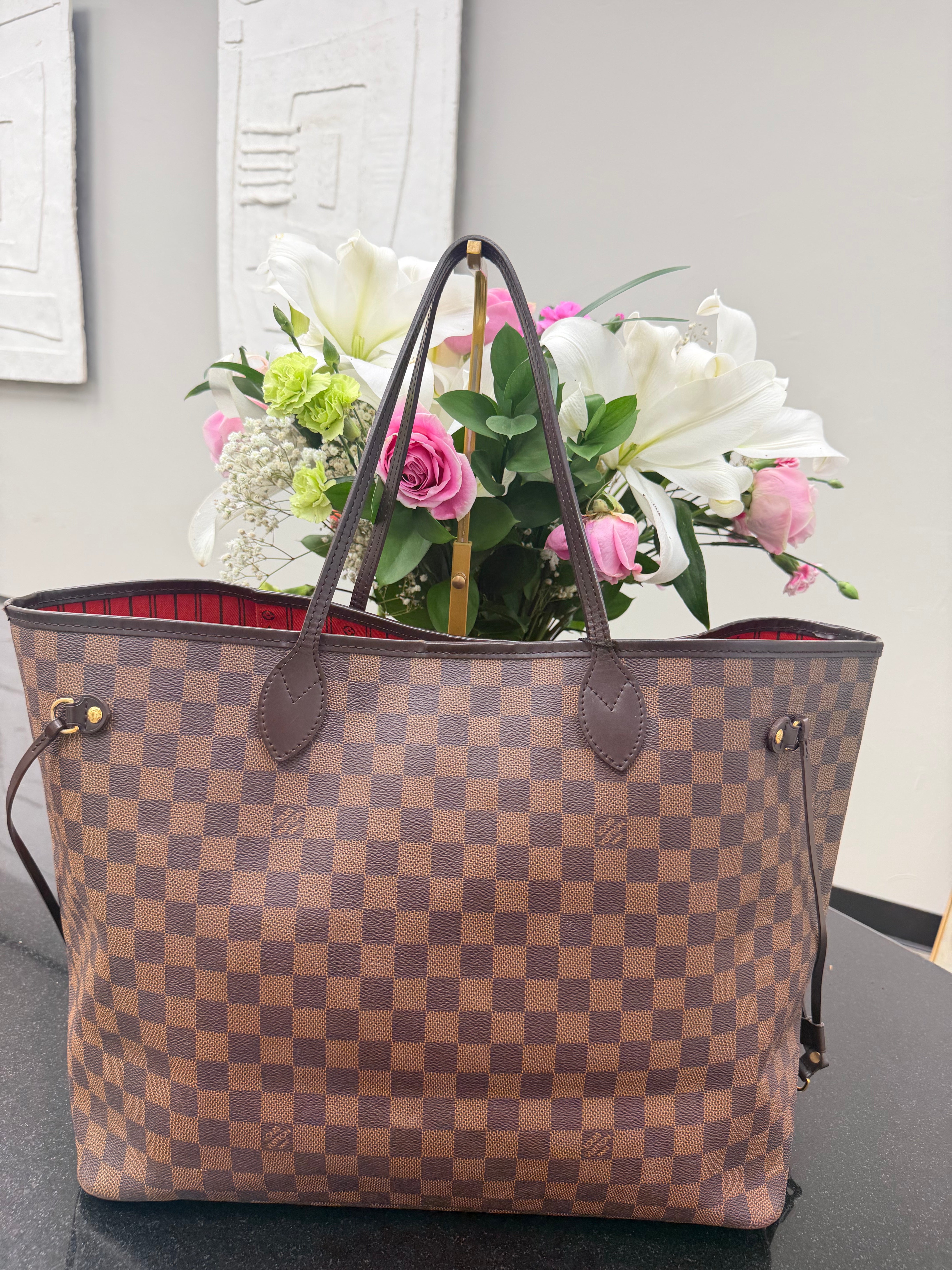 Louis Vuitton Damier Ebene Neverfull GM Tote Bag