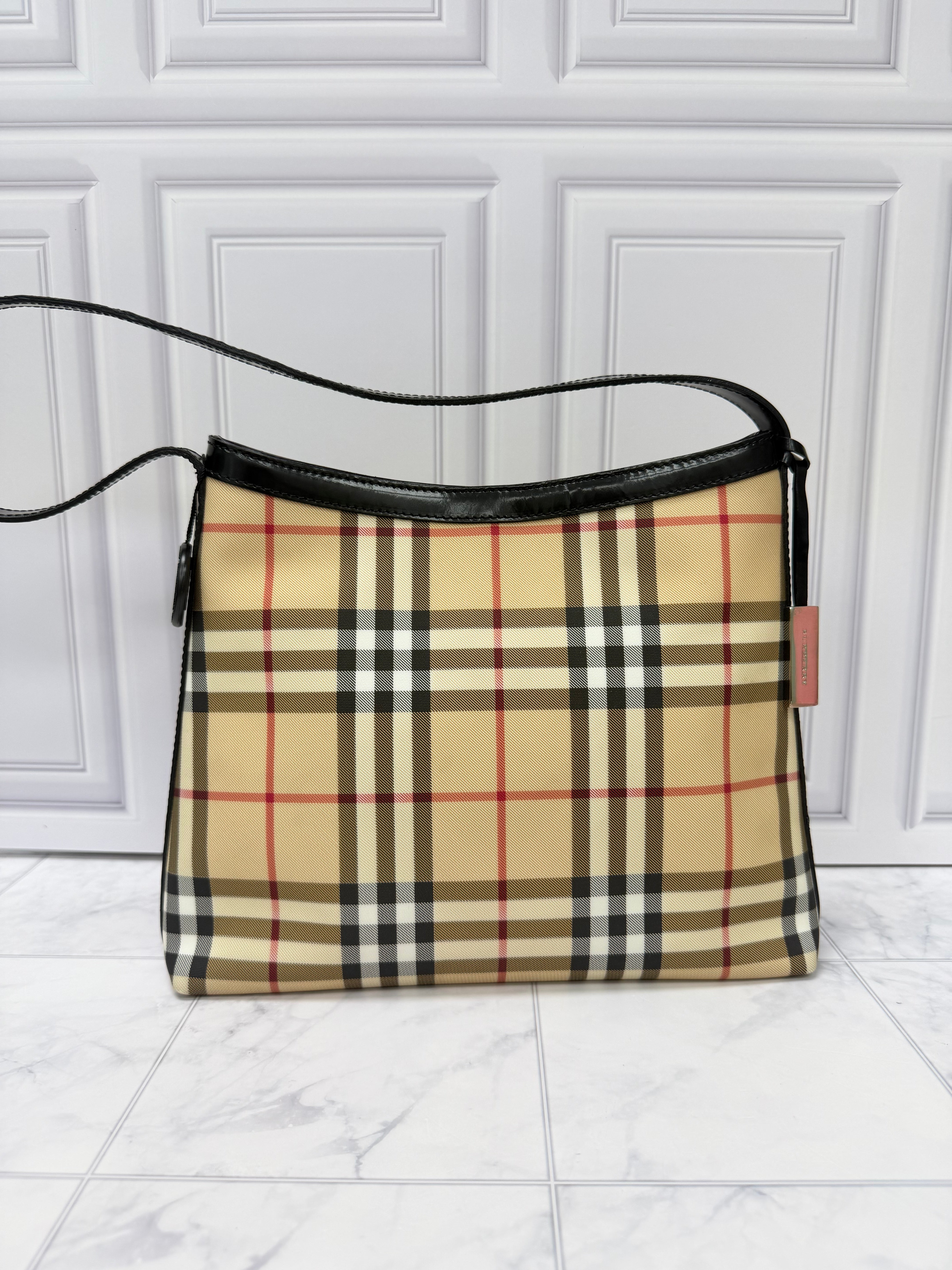 Burberry Beige Novacheck Canvas Shoulder Bag