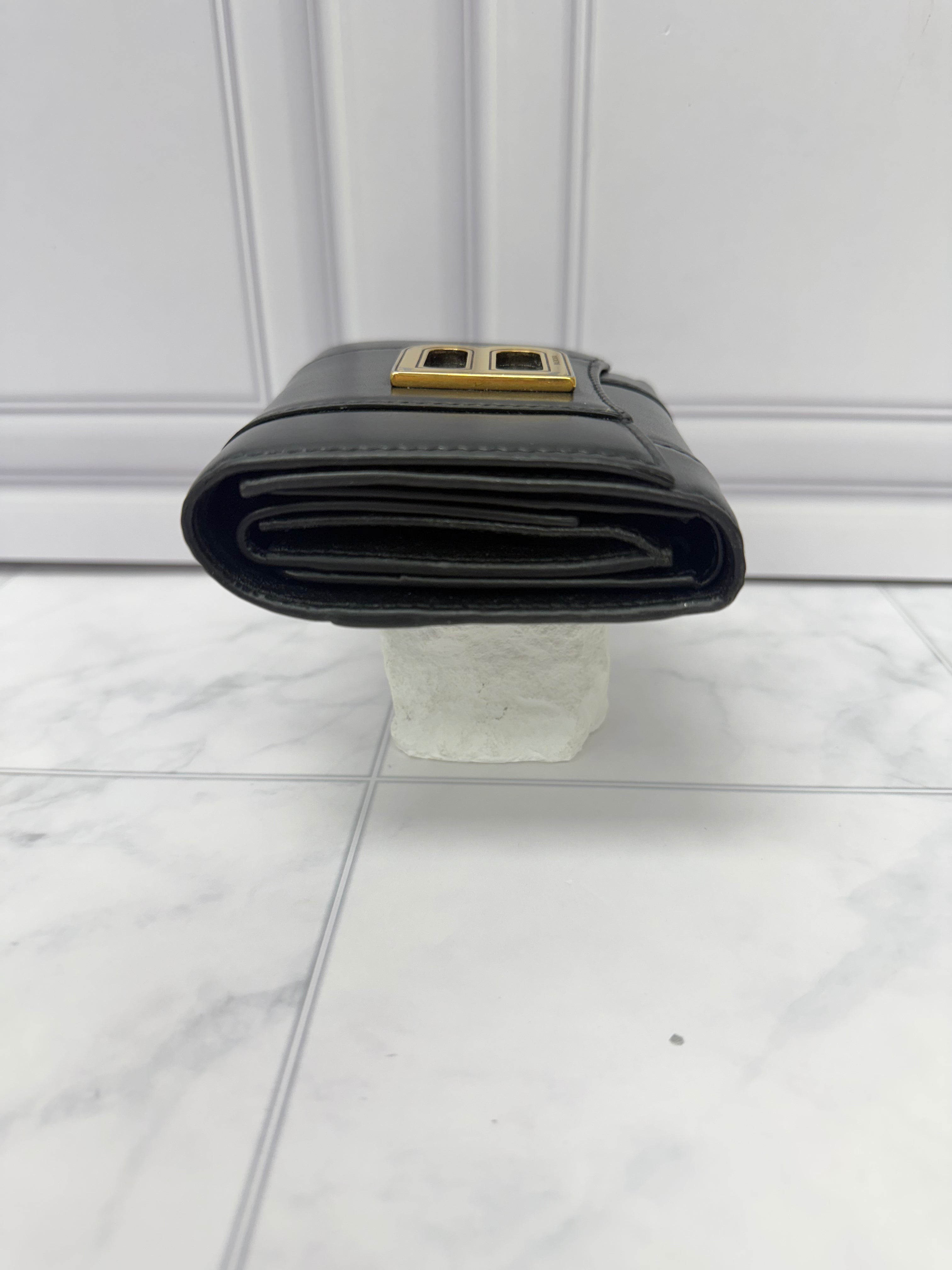 Balenciaga Black Leather Hourglass Compact Wallet
