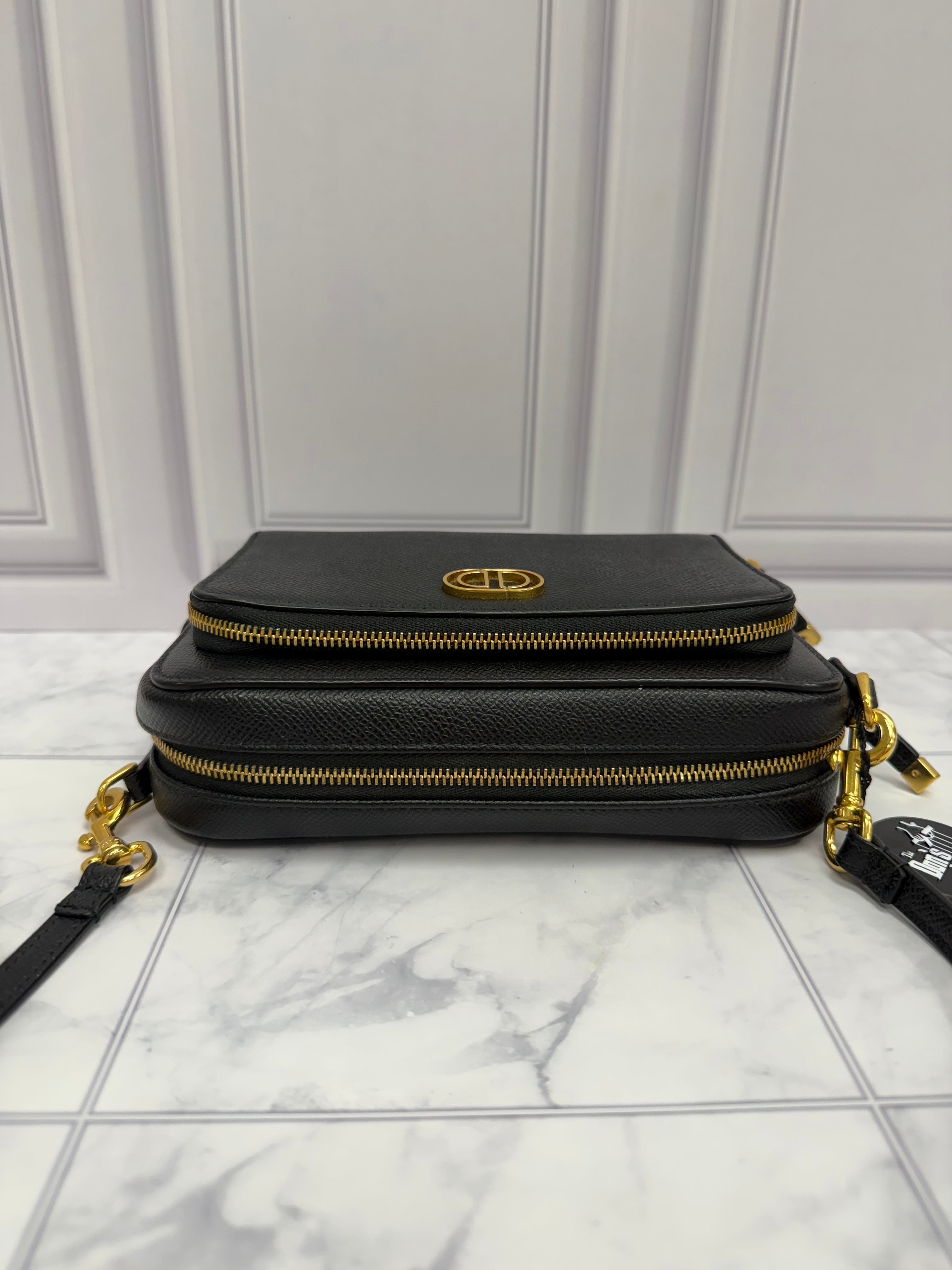 *DONS DROP* Christian Dior Black Leather Caro Double Crossbody Bag