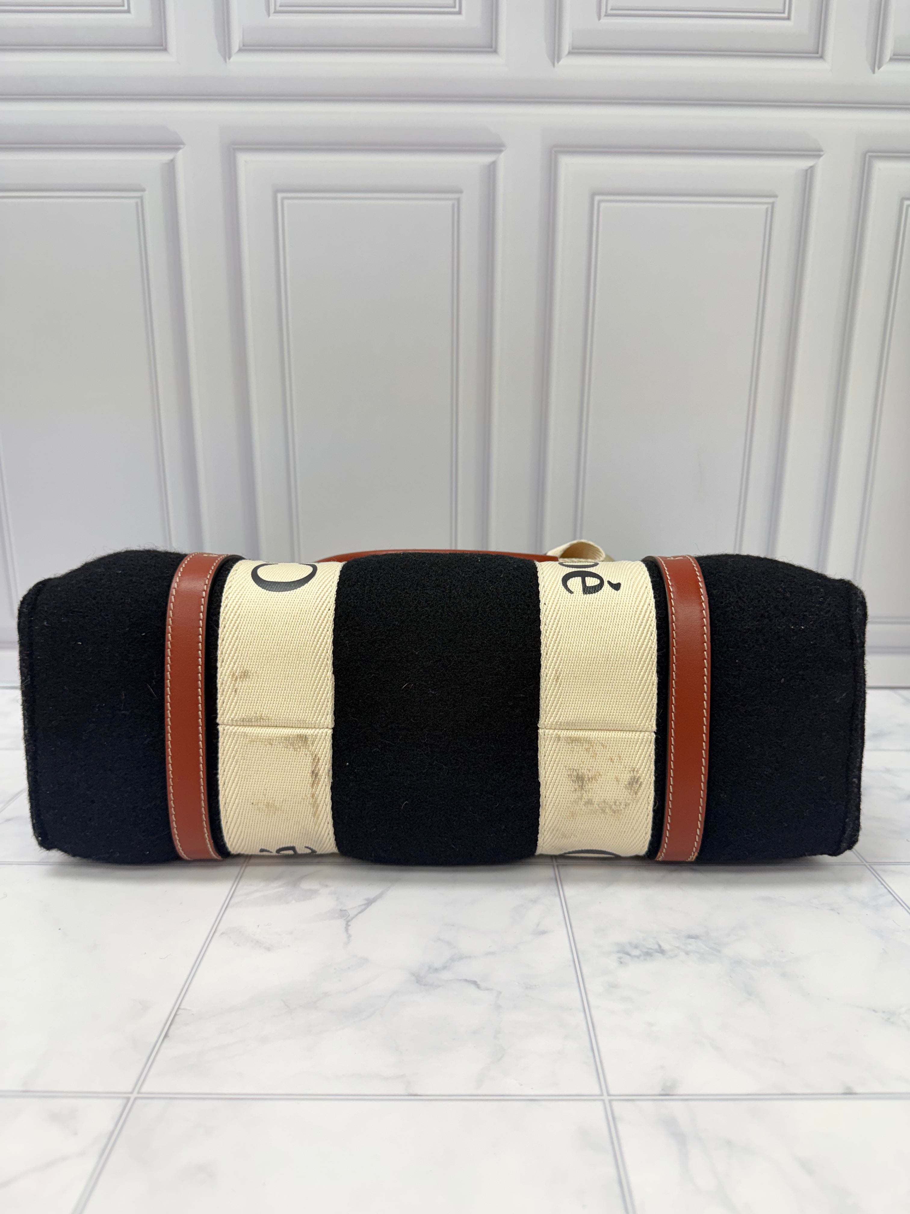 Chloe Black Wool Woody Shoulder Bag