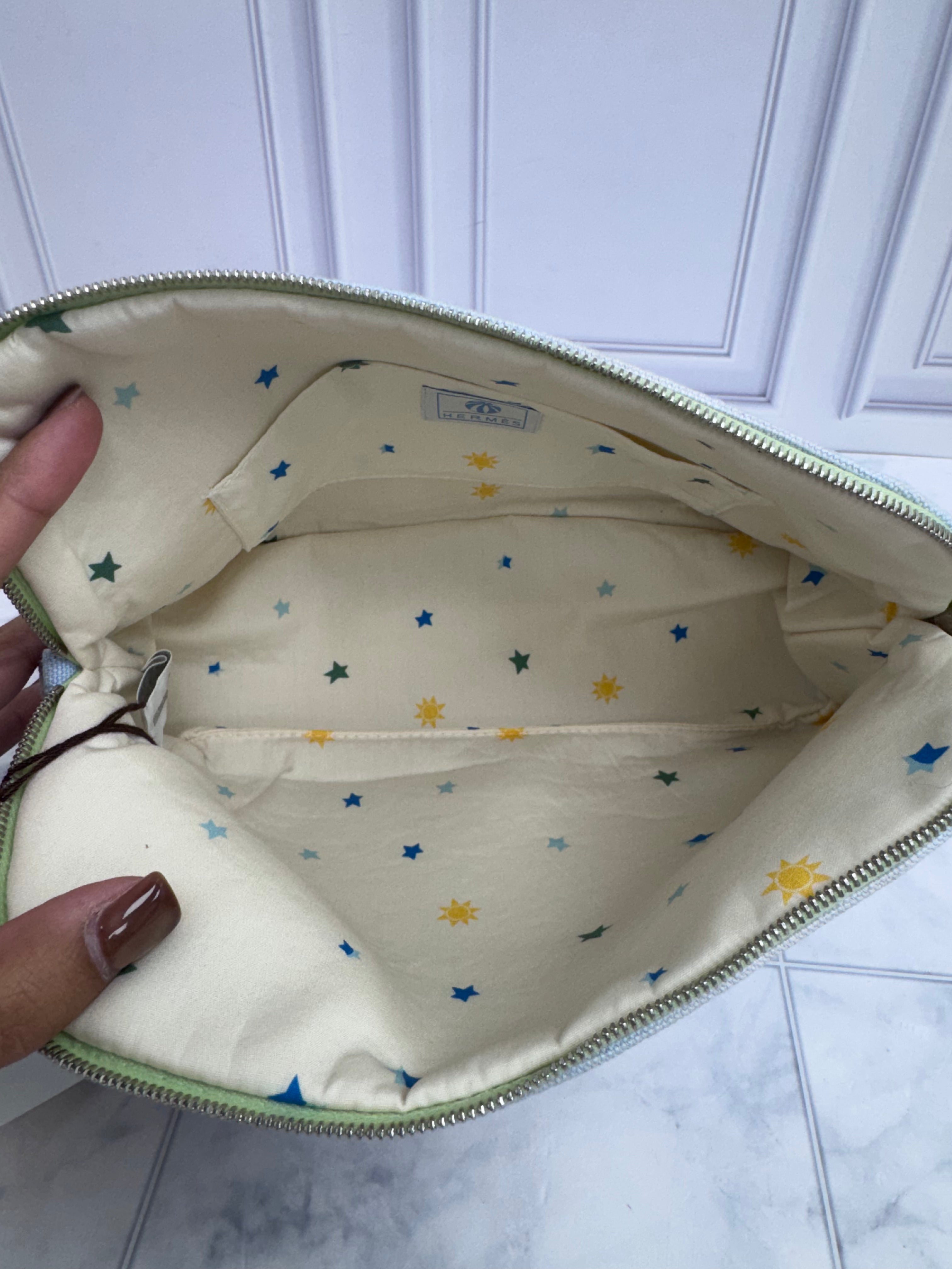 Hermes Blue Canvas Toile Circus Bollde Pouch
