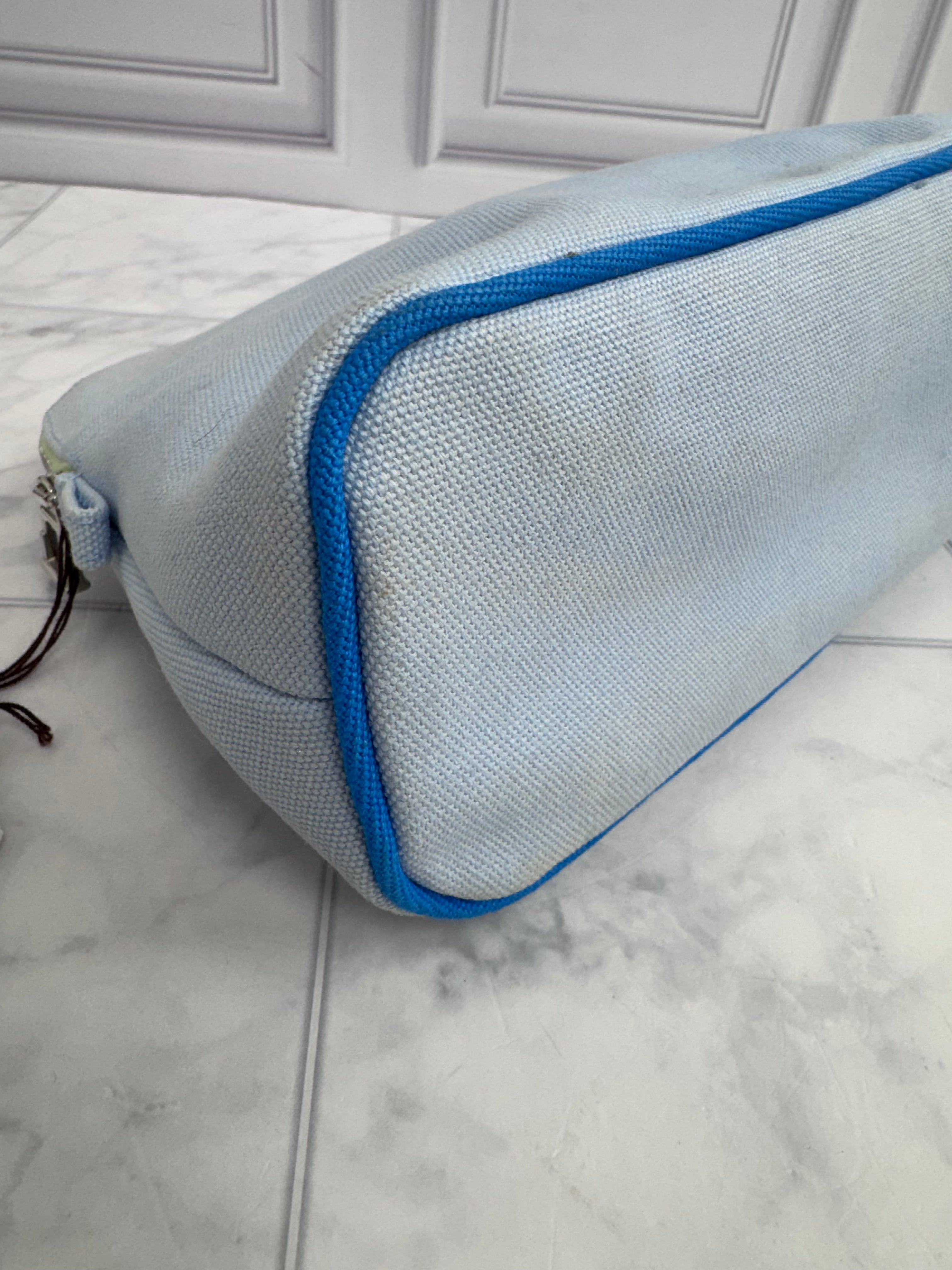Hermes Blue Canvas Toile Circus Bollde Pouch