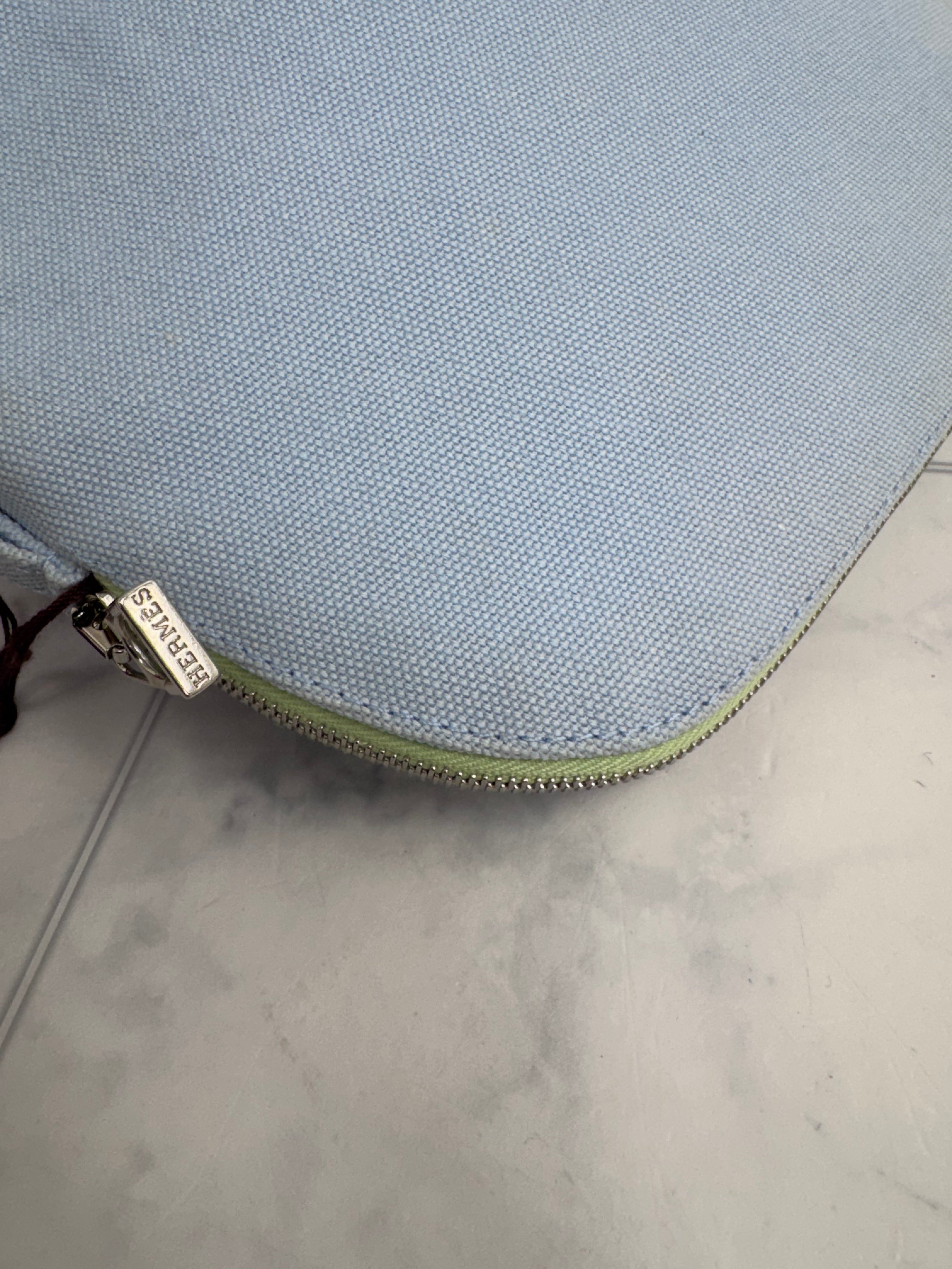 Hermes Blue Canvas Toile Circus Bollde Pouch