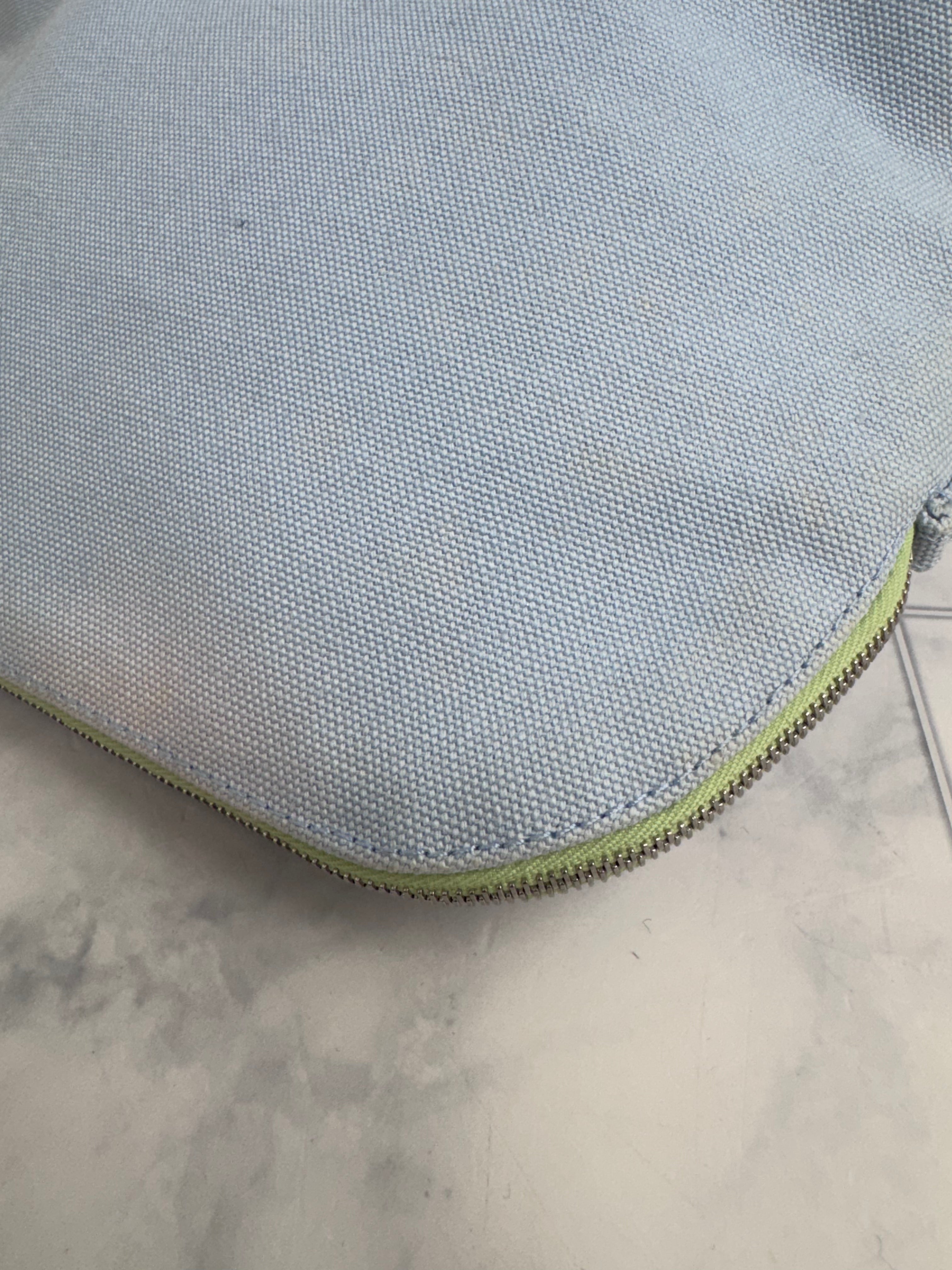 Hermes Blue Canvas Toile Circus Bollde Pouch