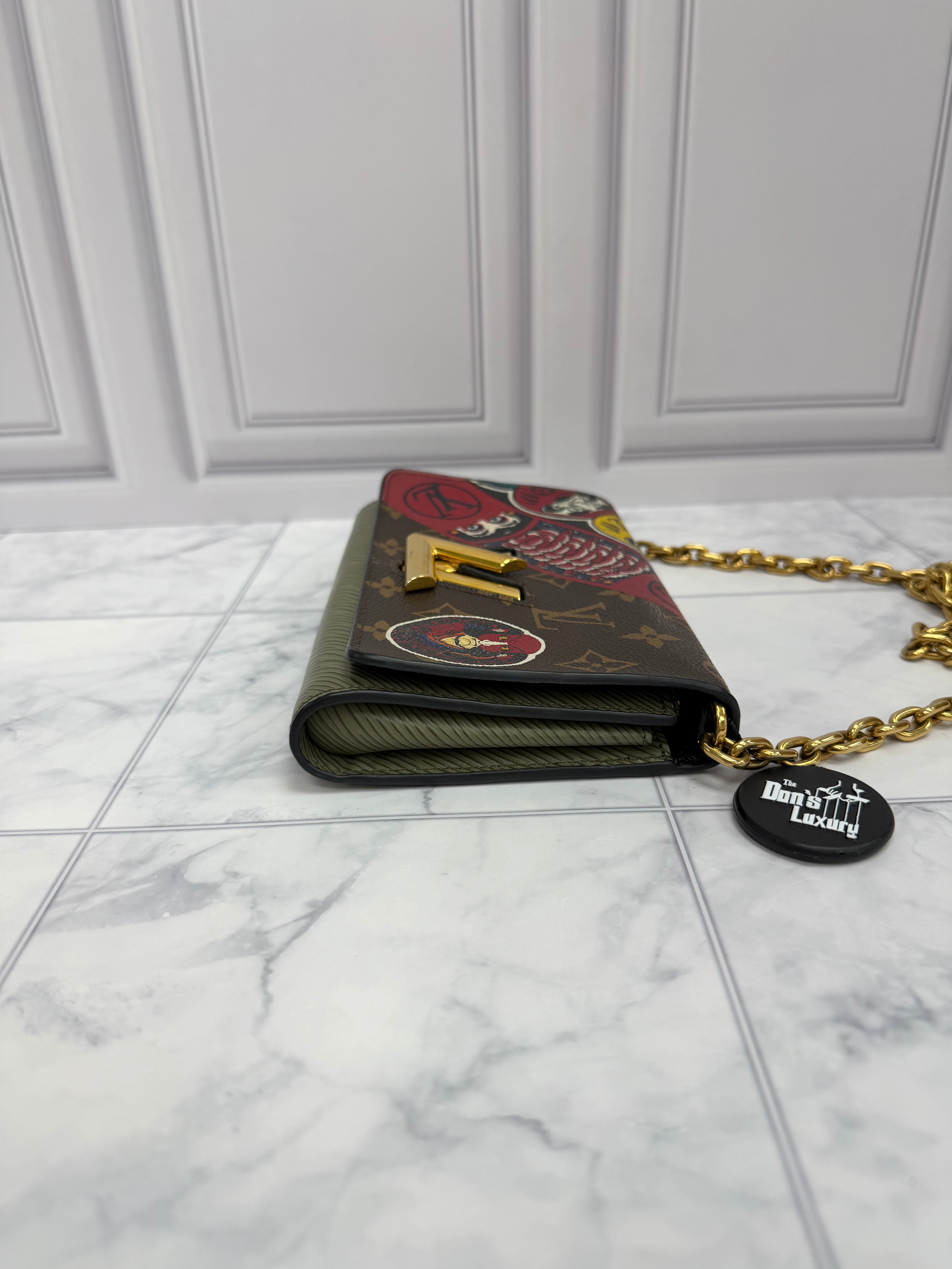 *DONS DROP* Louis Vuitton Monogram & Green Epi Leather Kabuki Sticker Twist Wallet on a Chain