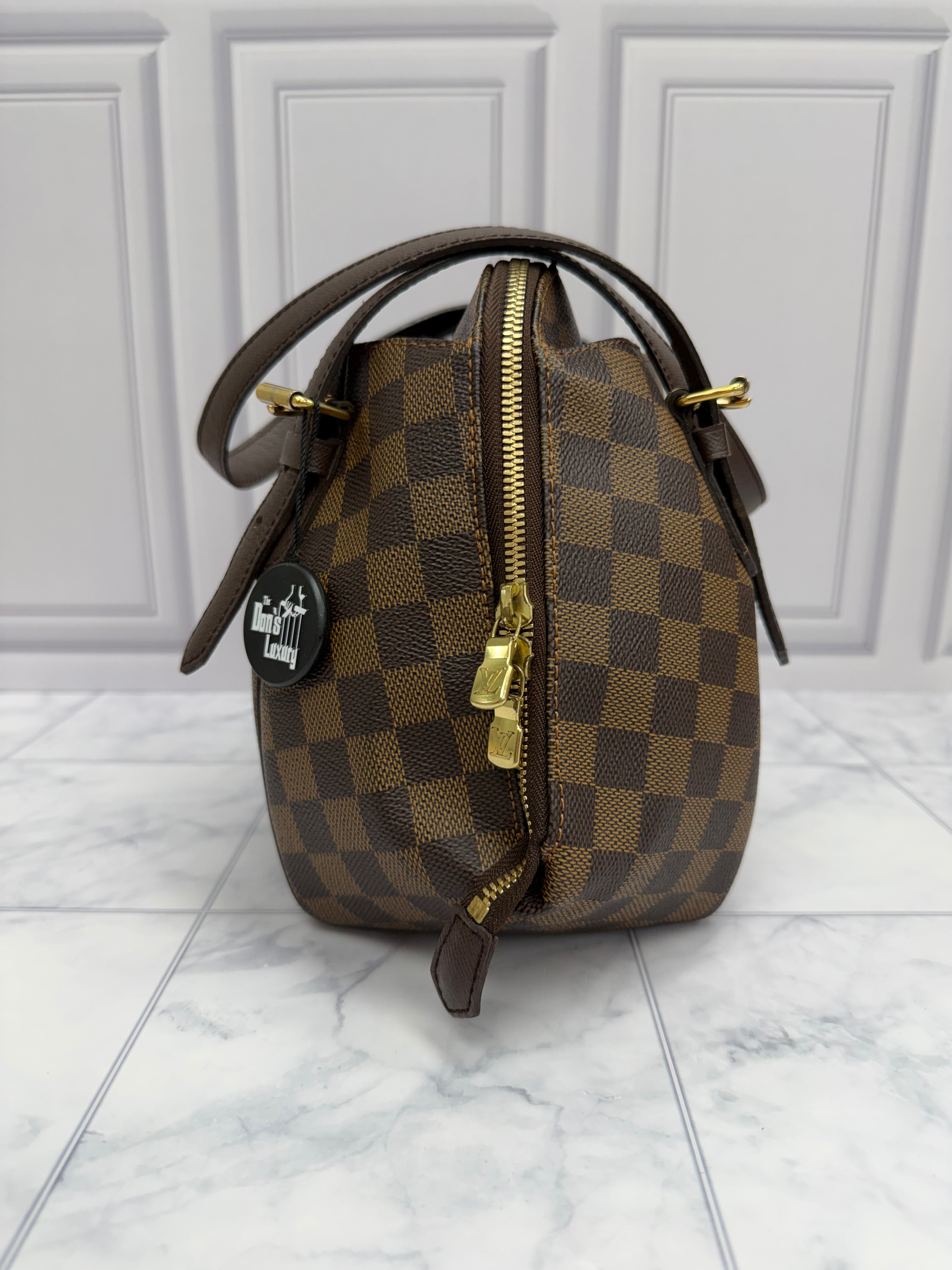 *DONS DROP* Louis Vuitton Damier Ebene & Red Belem MM Shoulder Bag