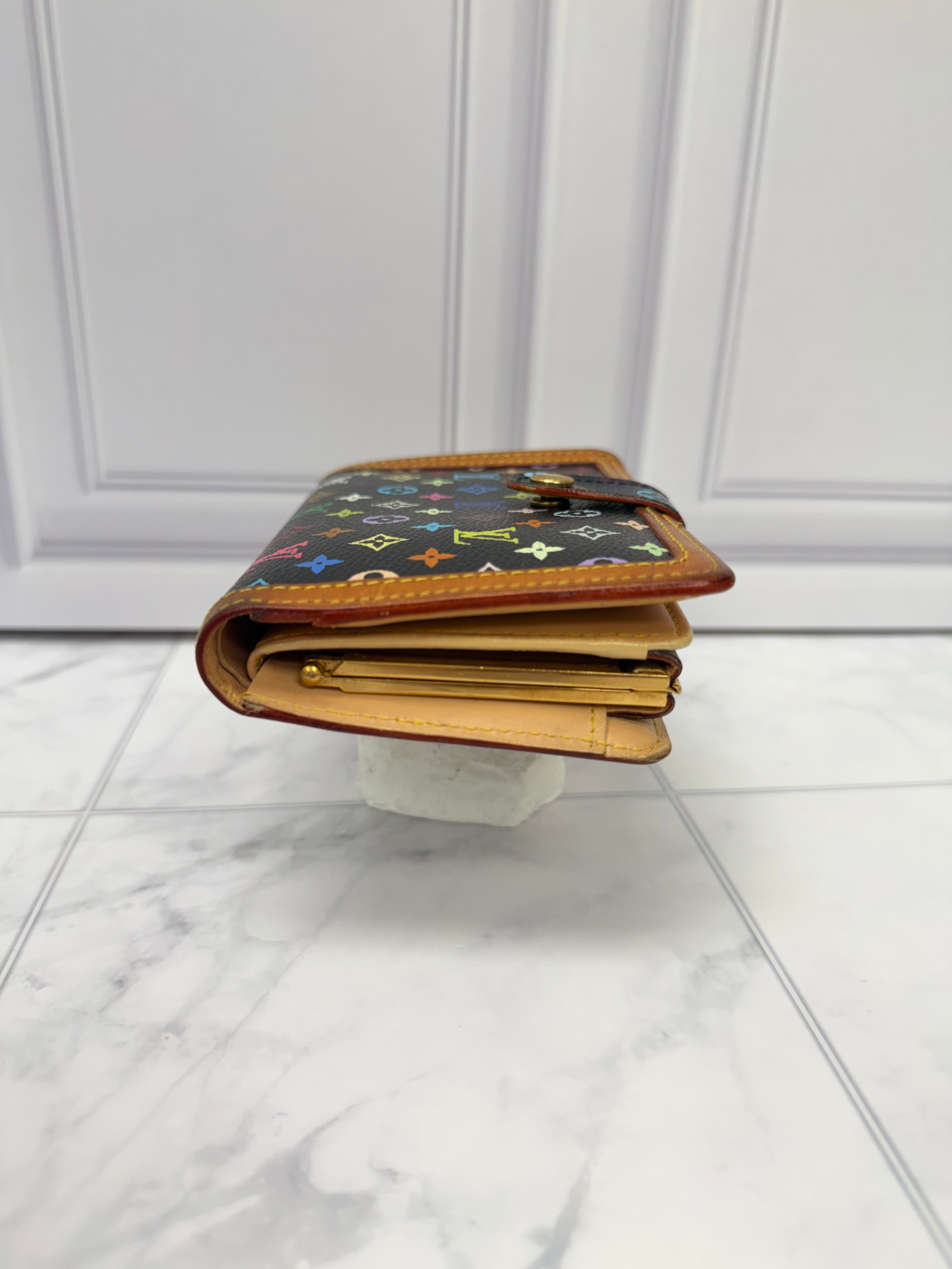Louis Vuitton Black Multicolor Monogram French Compact Wallet