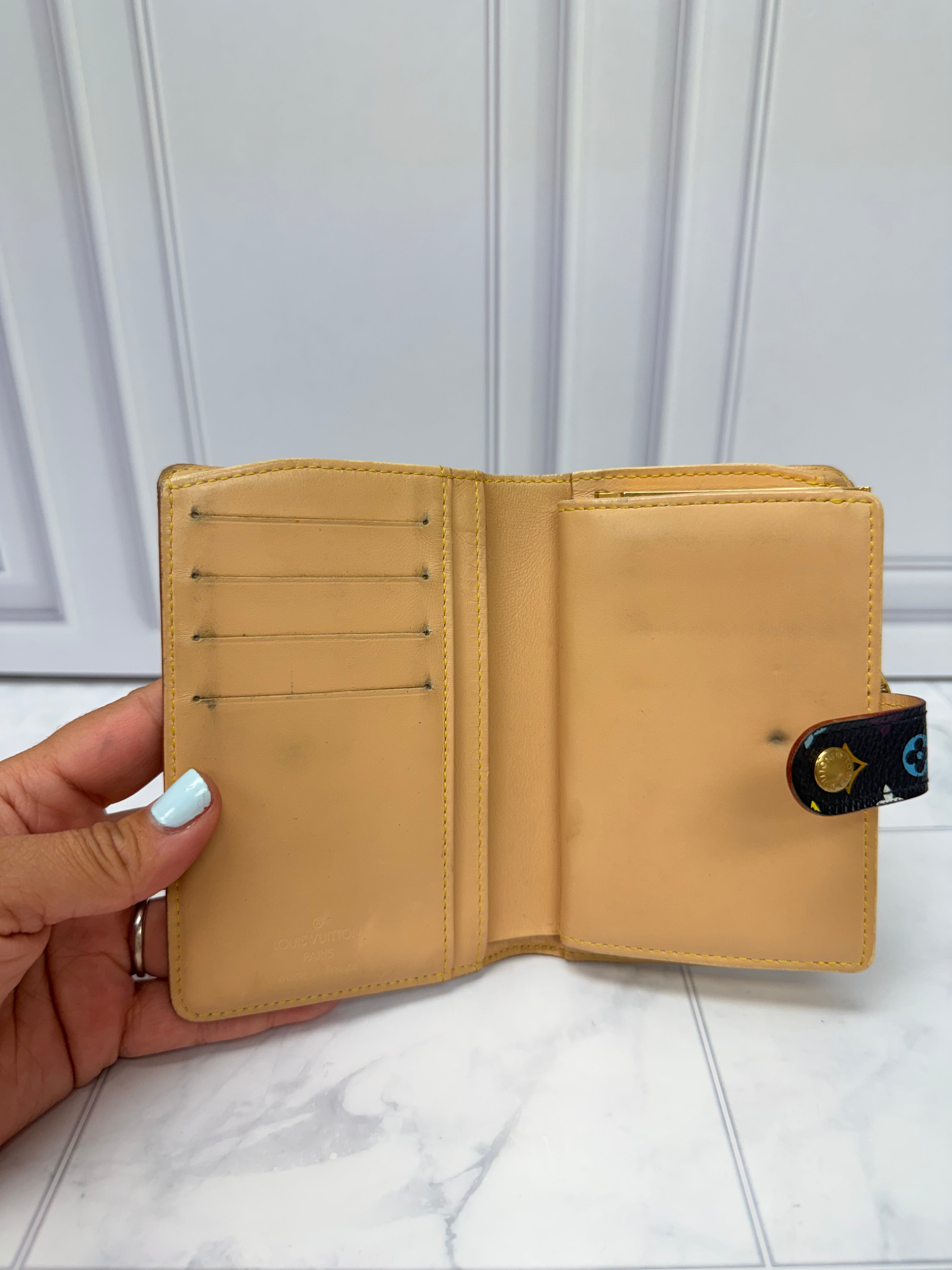 Louis Vuitton Black Multicolor Monogram French Compact Wallet