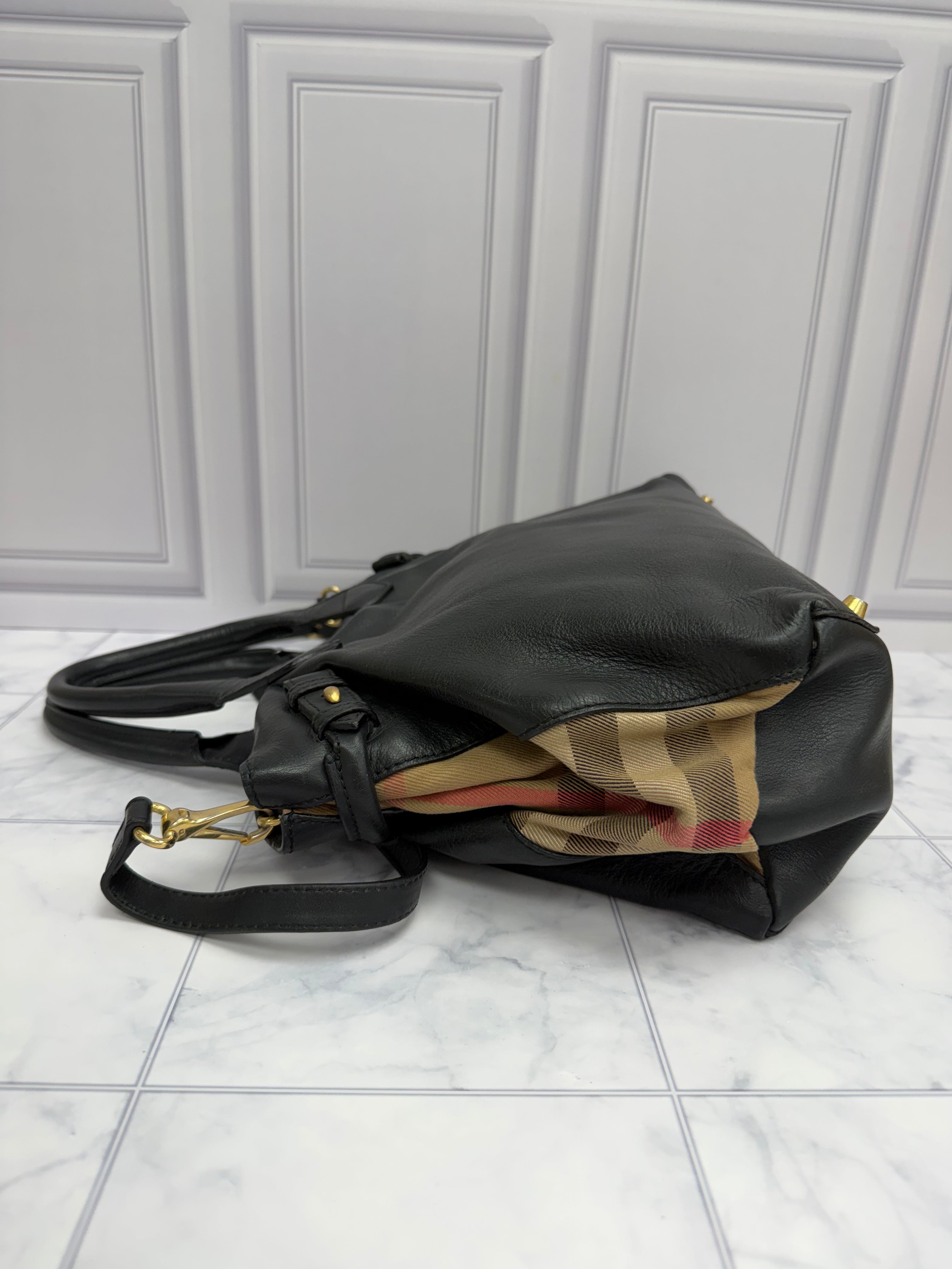 *DONS DROP* Burberry Black Leather Banner Tote Bag
