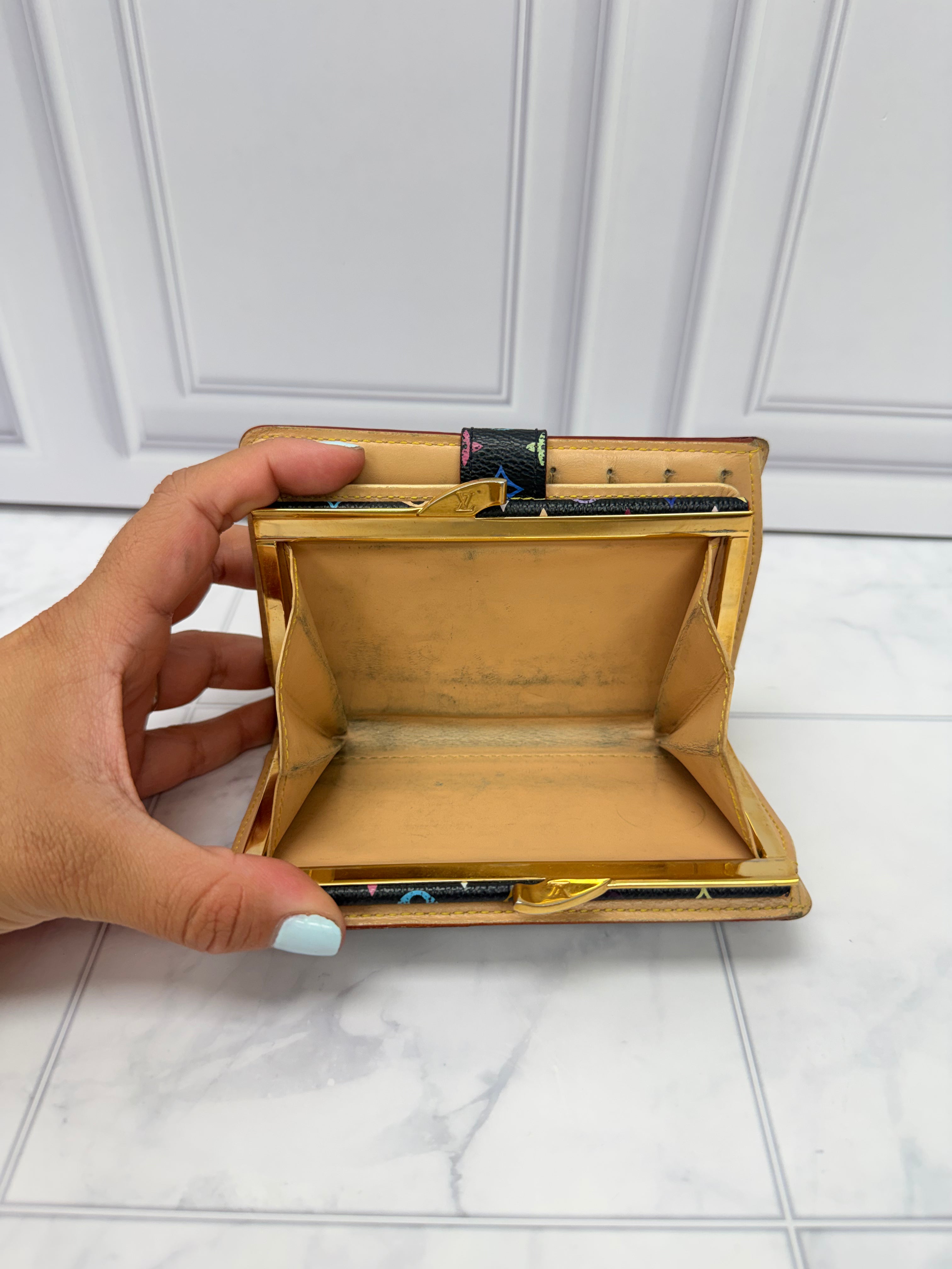 Louis Vuitton Black Multicolor Monogram French Compact Wallet