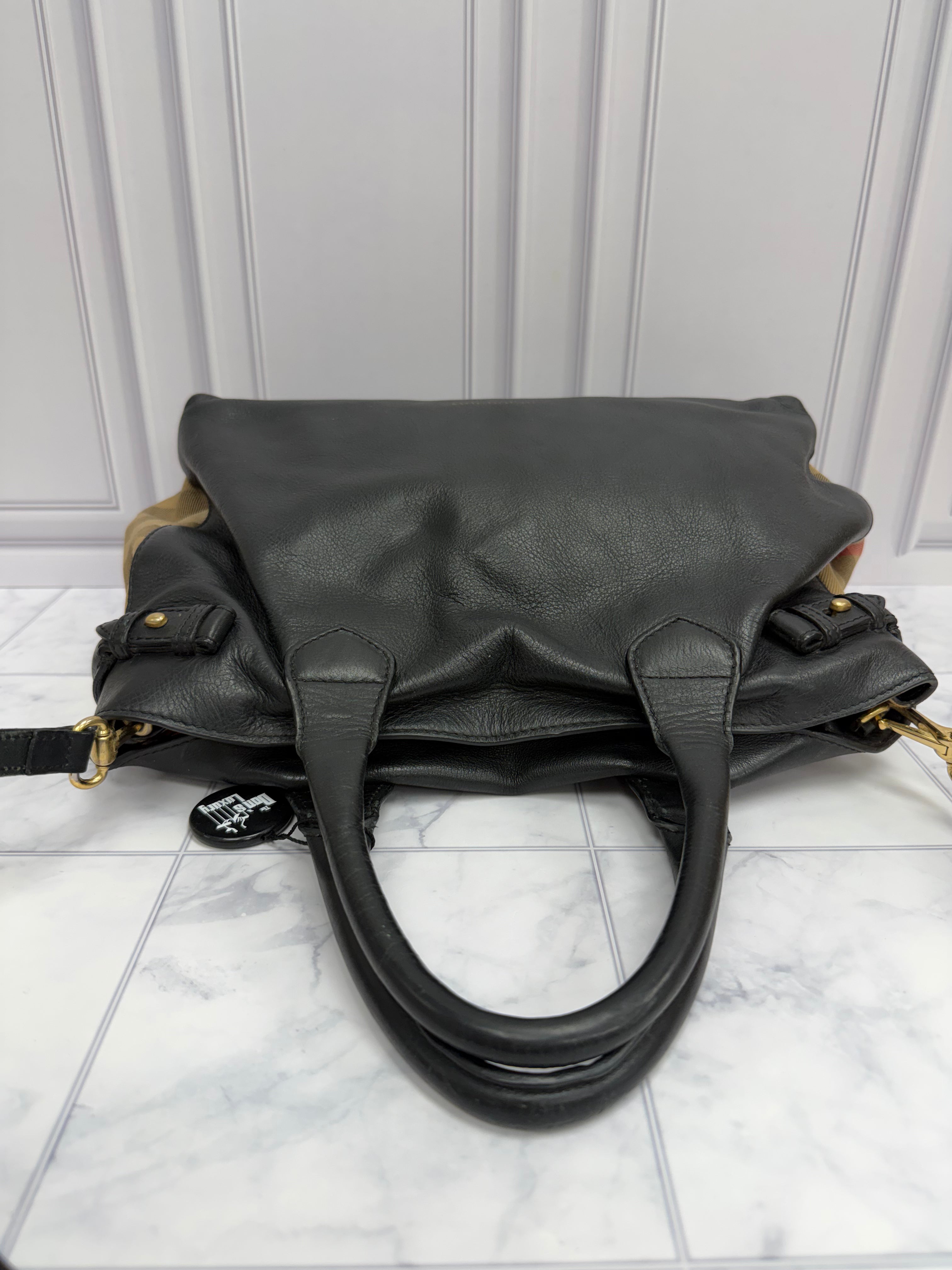 *DONS DROP* Burberry Black Leather Banner Tote Bag