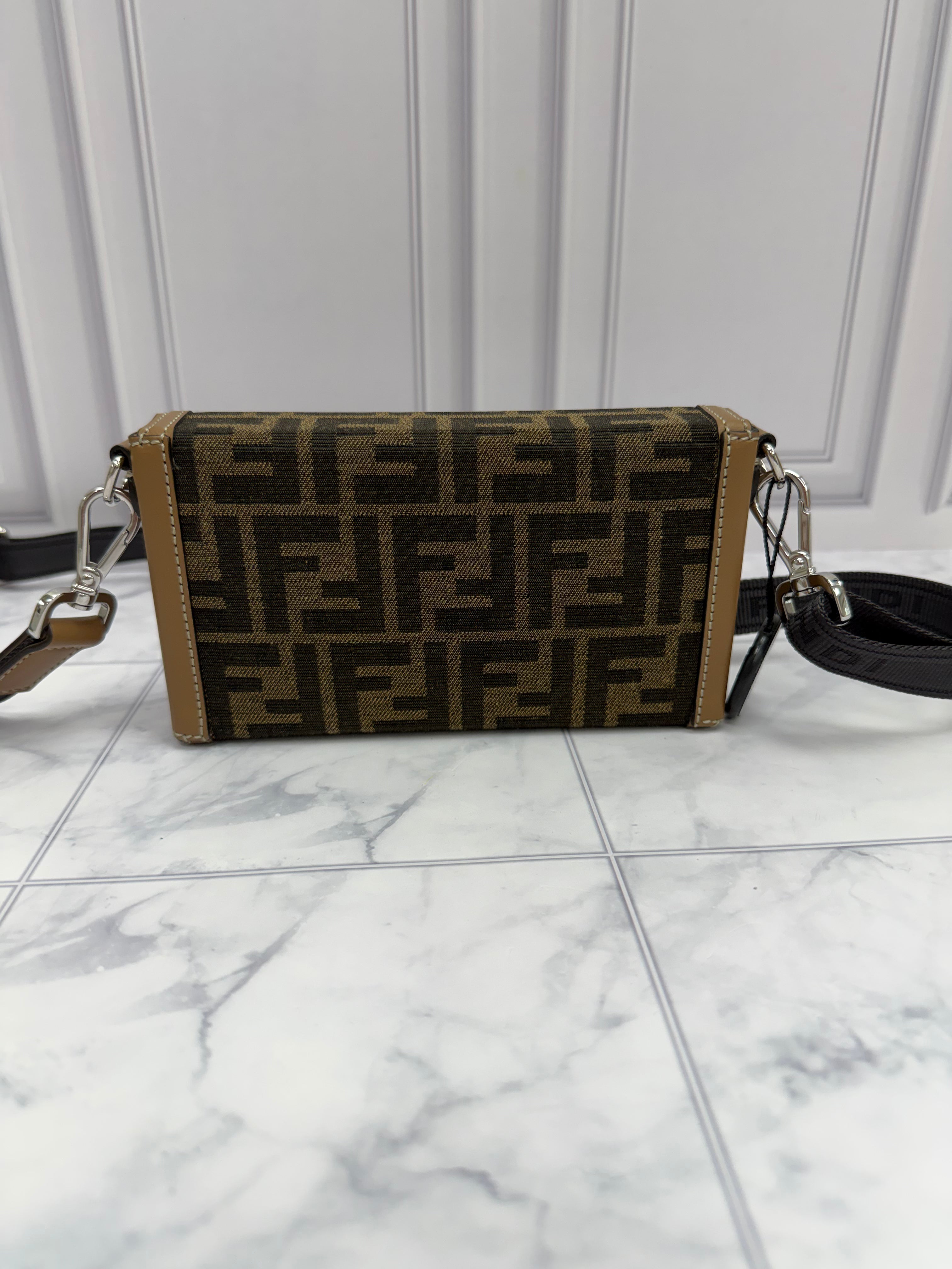 *DONS DROP* BRAND NEW- Fendi Brown Zucca Canvas & Leather Baguette Soft Trunk Crossbody