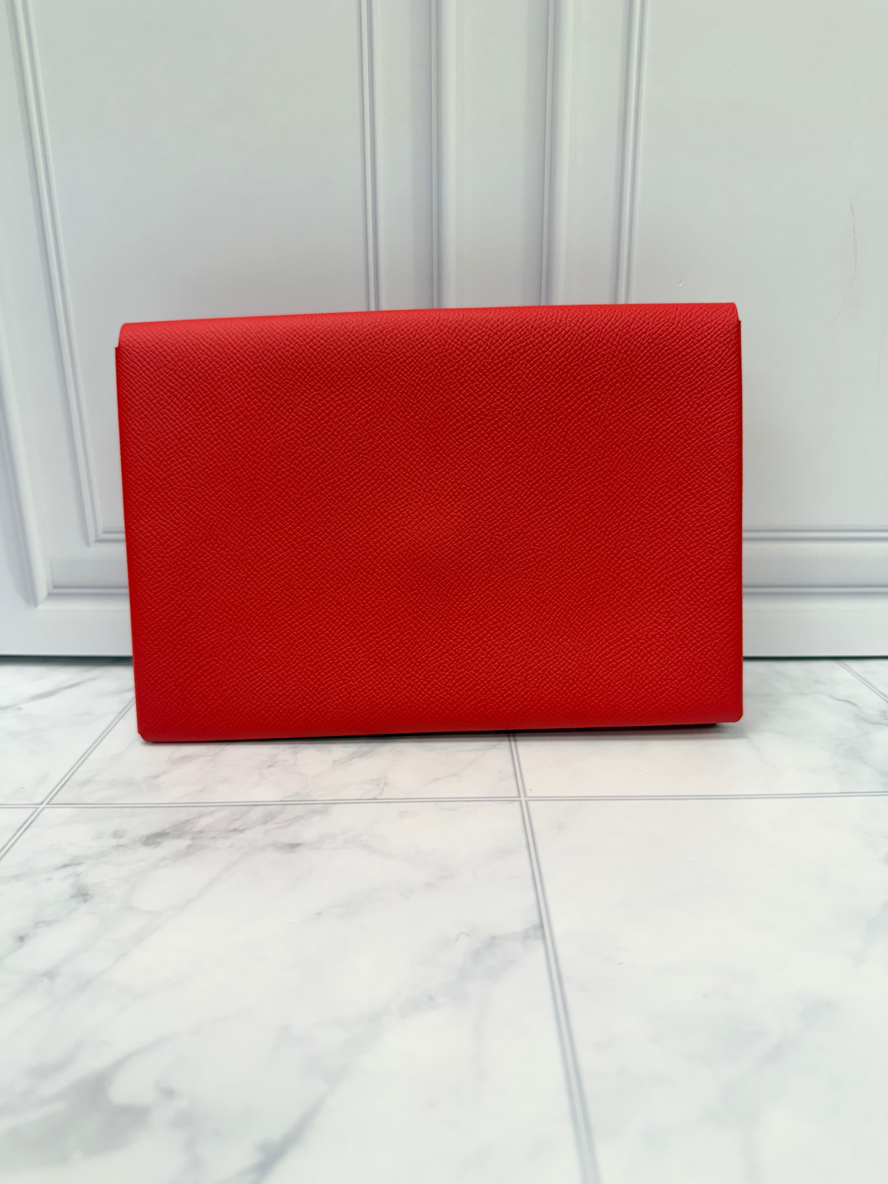 BRAND NEW - Hermes Red Epsom Leather Pouch