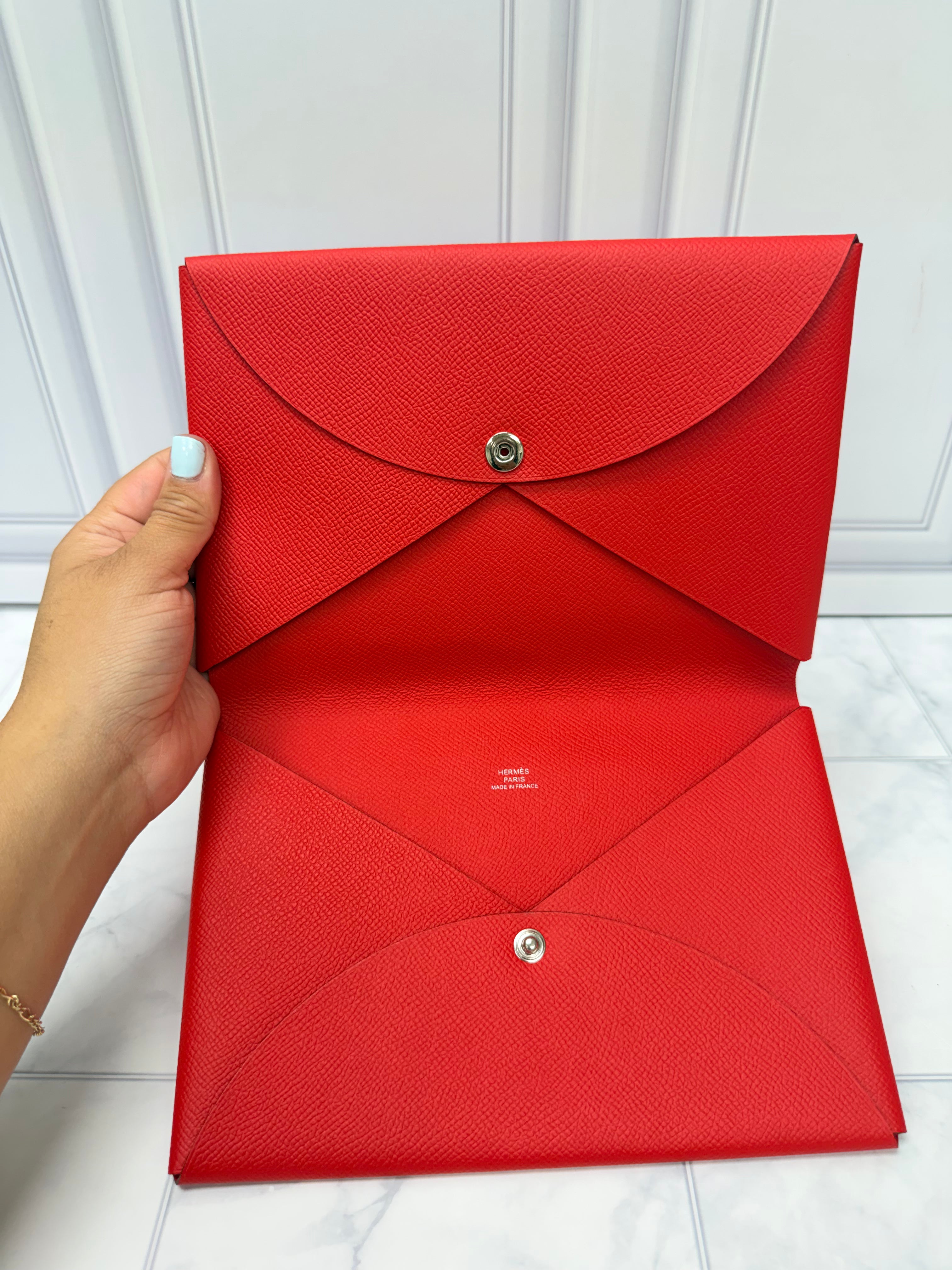BRAND NEW - Hermes Red Epsom Leather Pouch