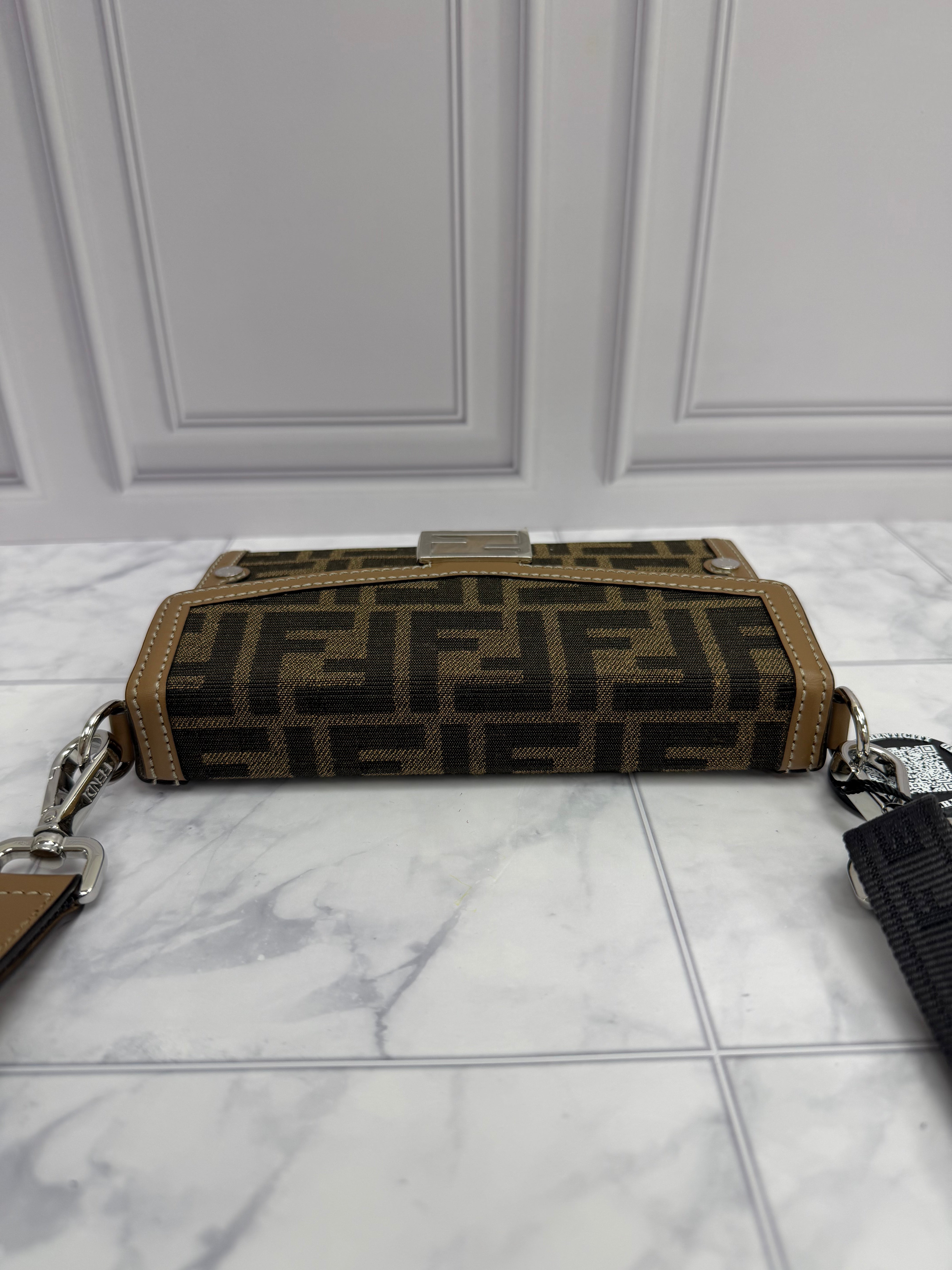 *DONS DROP* BRAND NEW- Fendi Brown Zucca Canvas & Leather Baguette Soft Trunk Crossbody