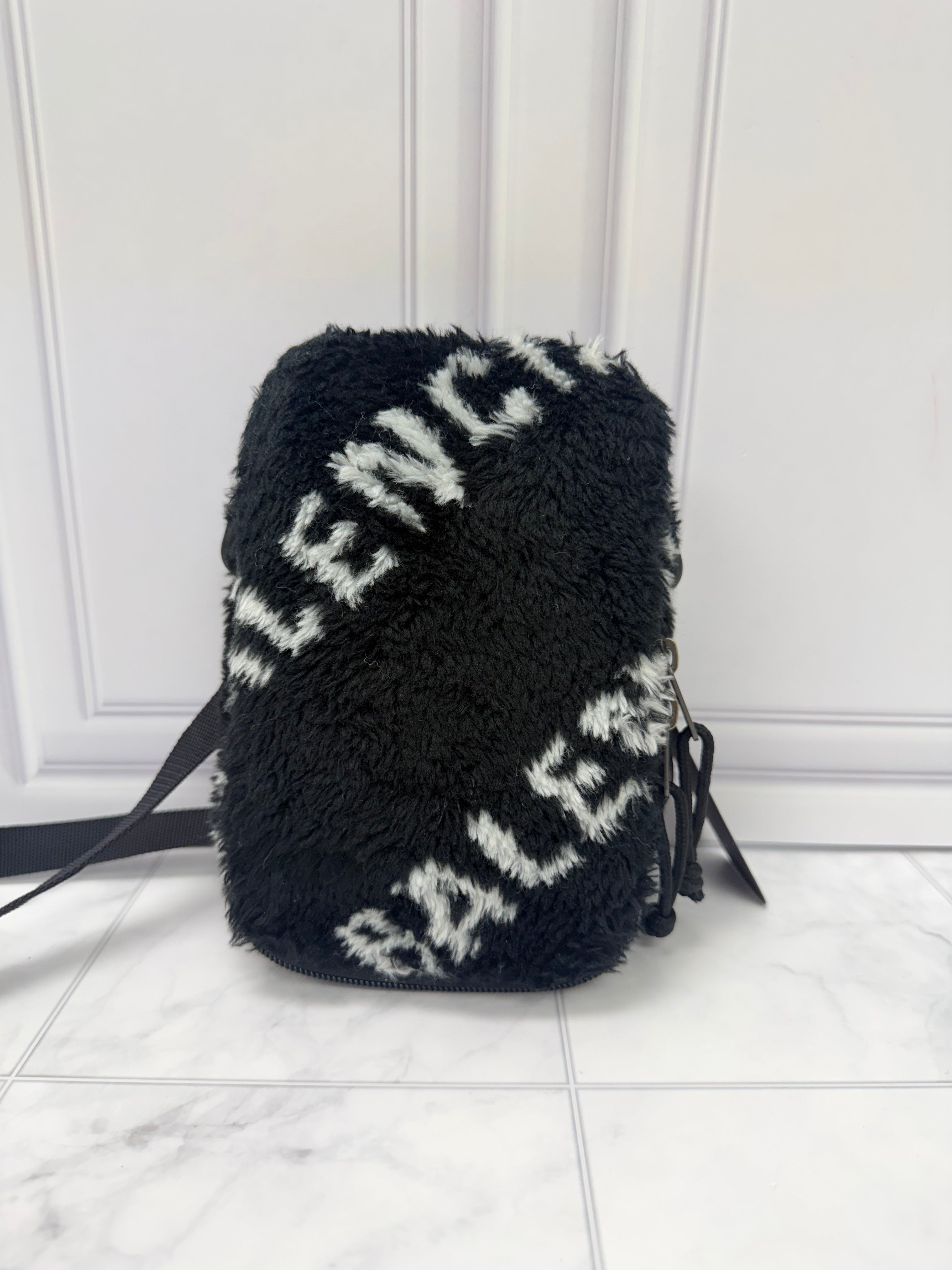 Balenciaga Black Faux Fur Crossbody Bag