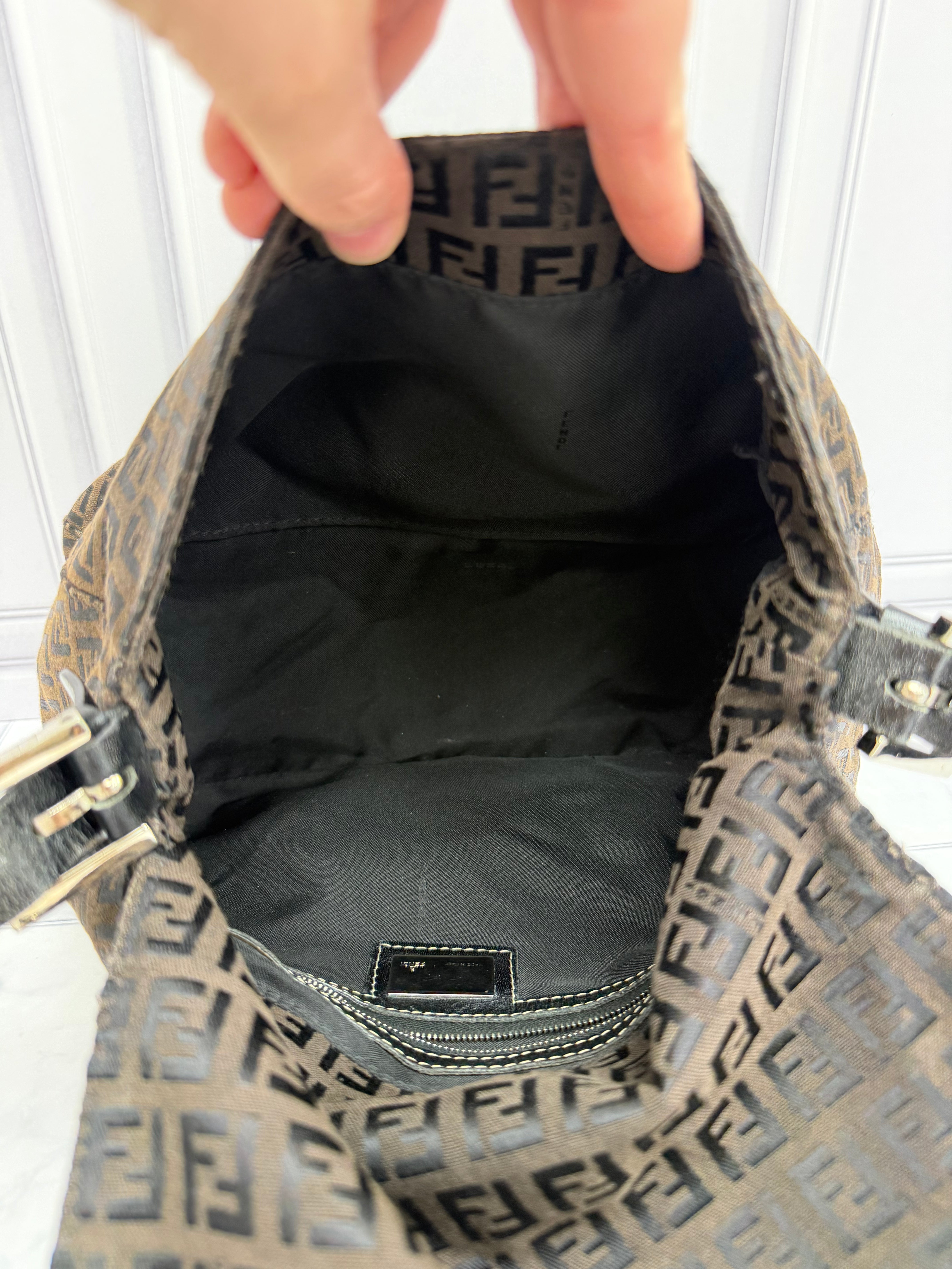 *DONS DROP* Fendi Brown Zucca Mamma Baguette Coated Canvas Shoulder Bag