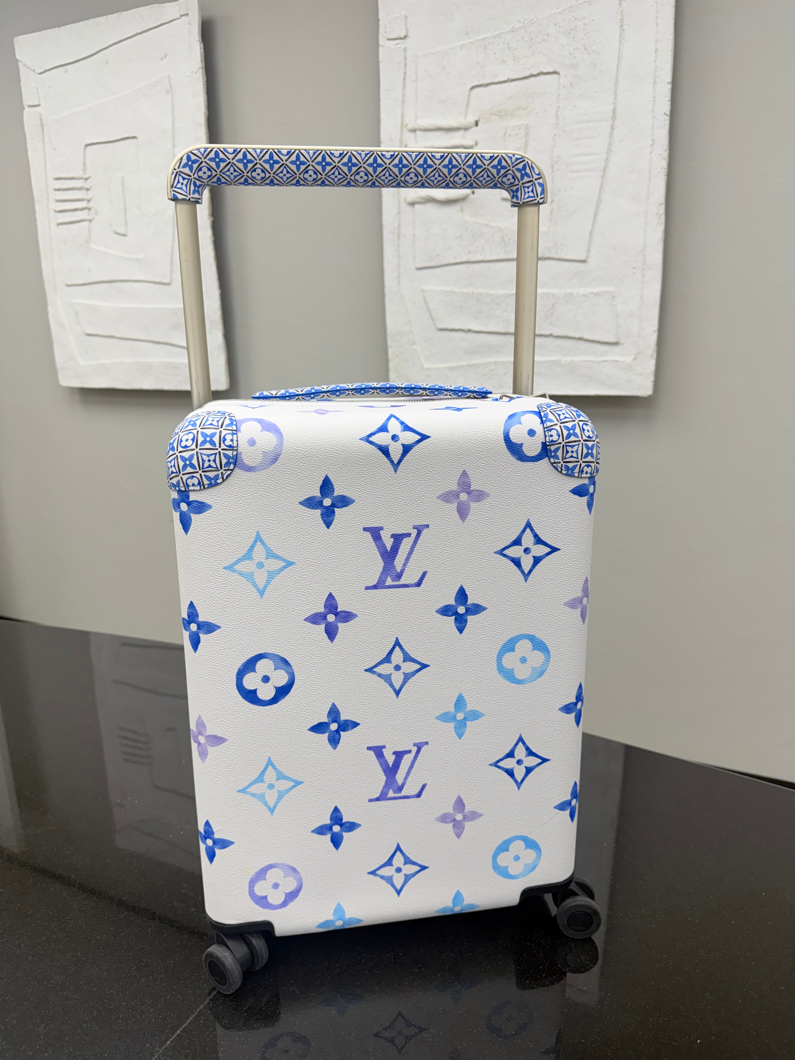 Louis Vuitton White And Blue Monogram By the Pool Horizon 55 Rolling Luggage