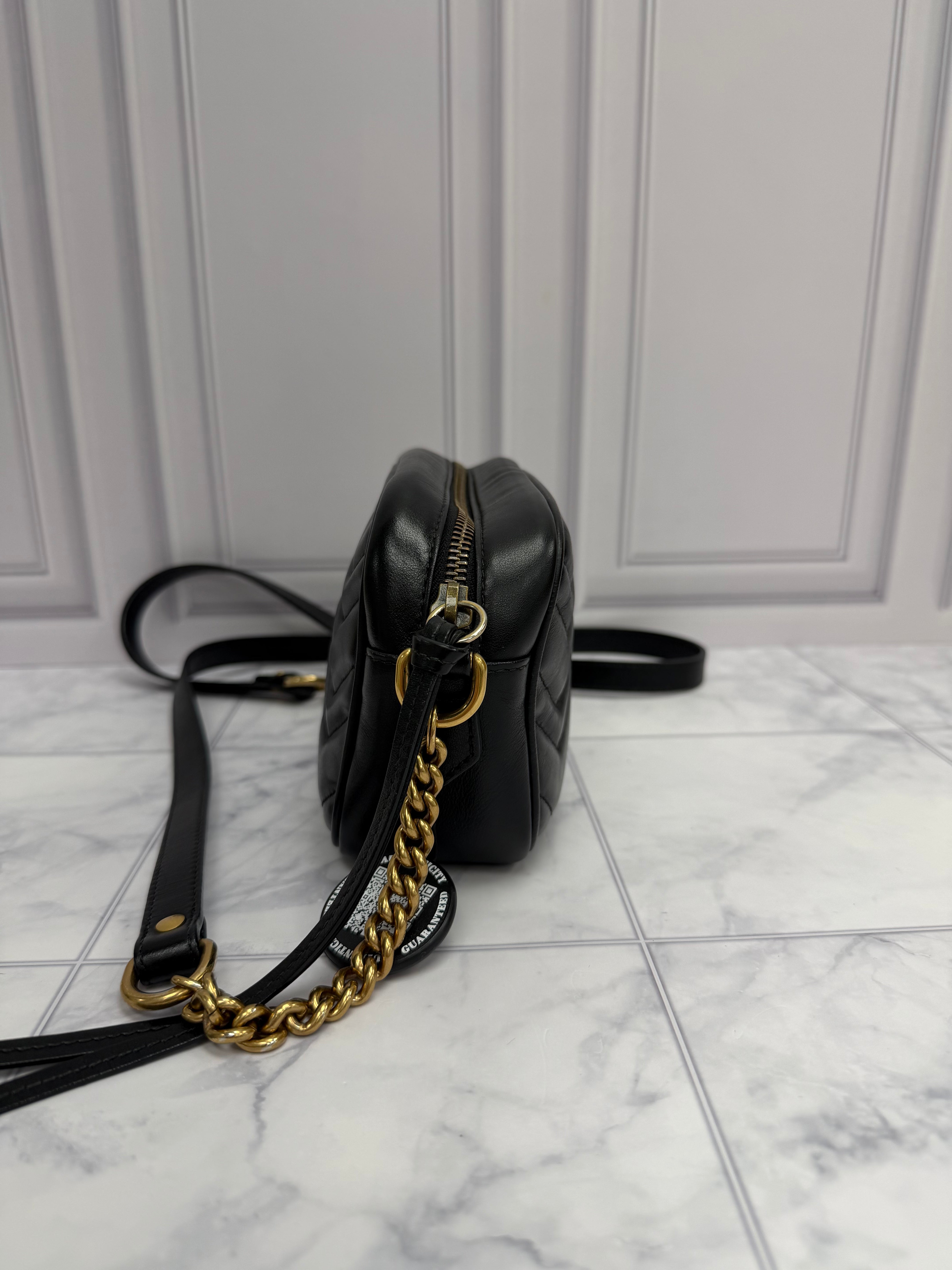 *DONS DROP* Gucci Black Quilted Leather GG Marmont Mini Camera Bag