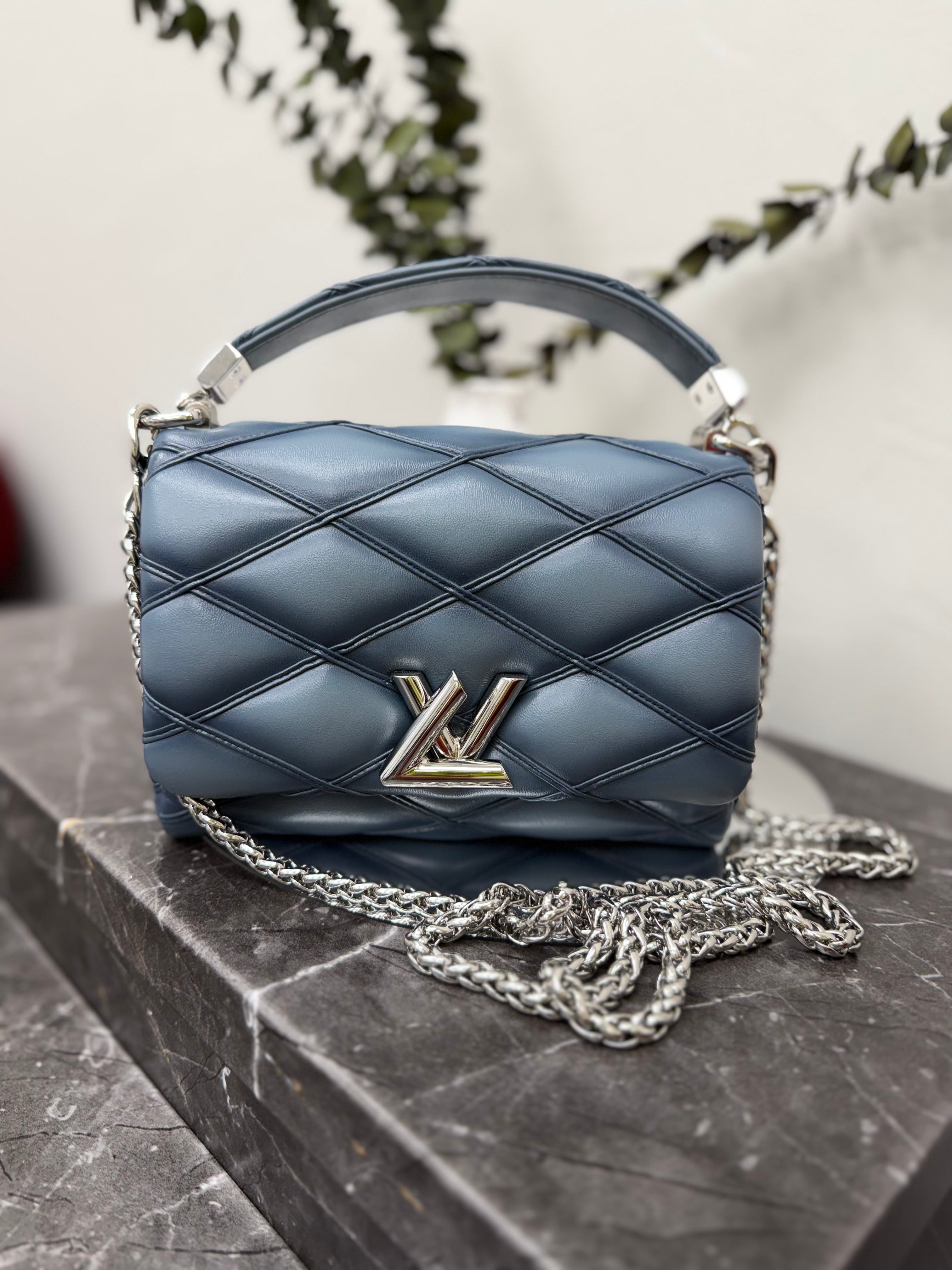 BRAND NEW - Louis Vuitton Blue Denim Lambskin Leather Go-14 MM Handbag