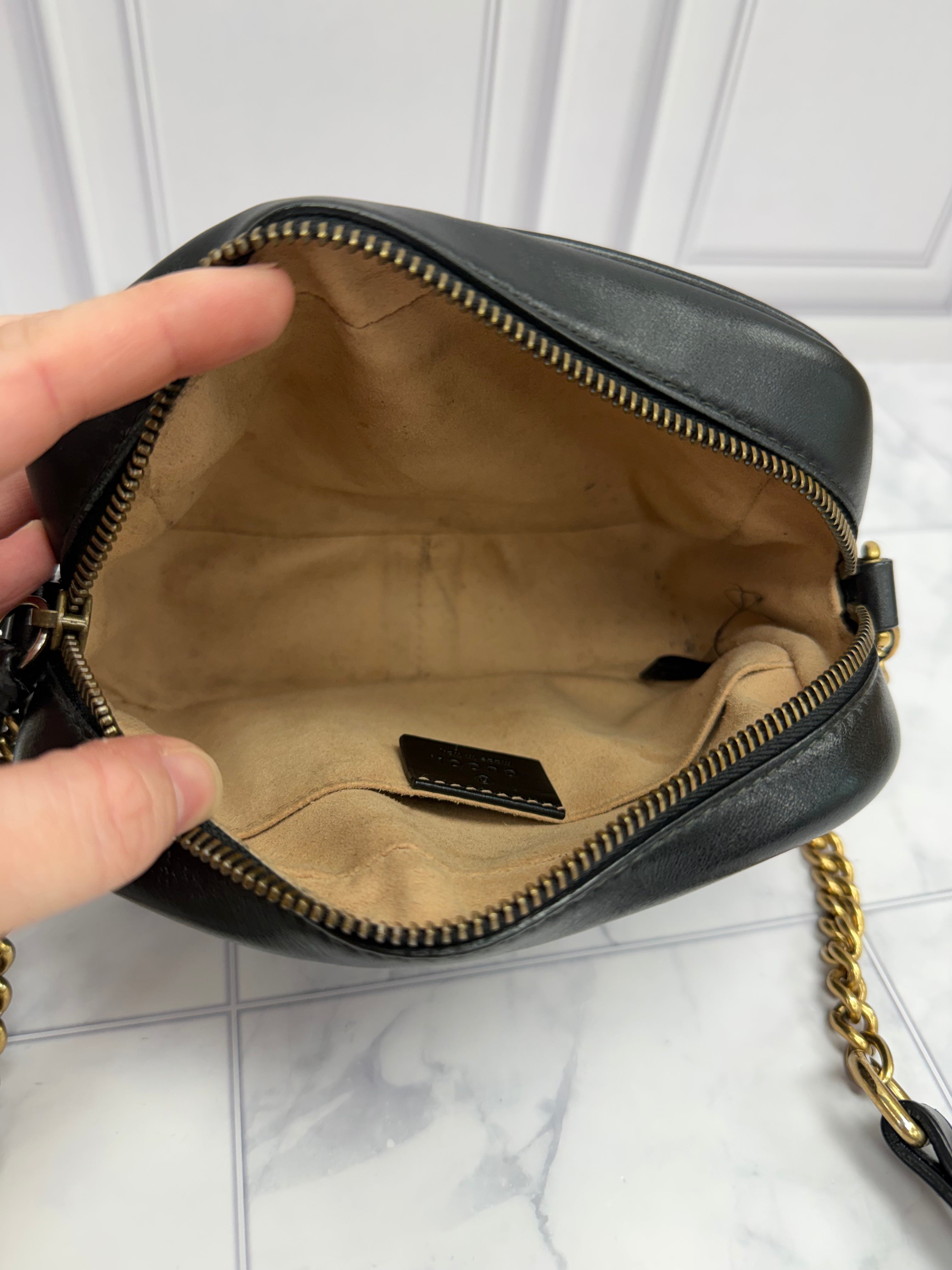 *DONS DROP* Gucci Black Quilted Leather GG Marmont Mini Camera Bag