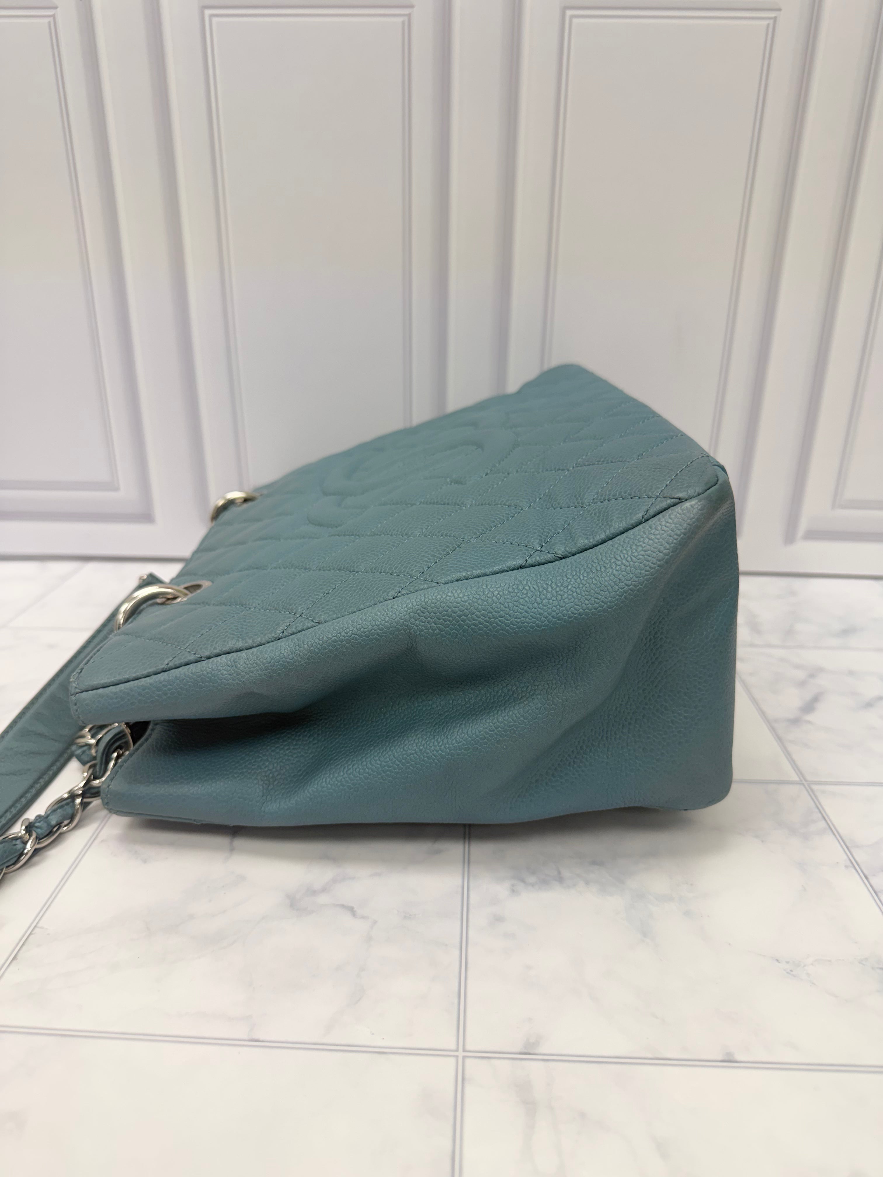 Chanel Blue Caviar Leather Grand Shopping Tote