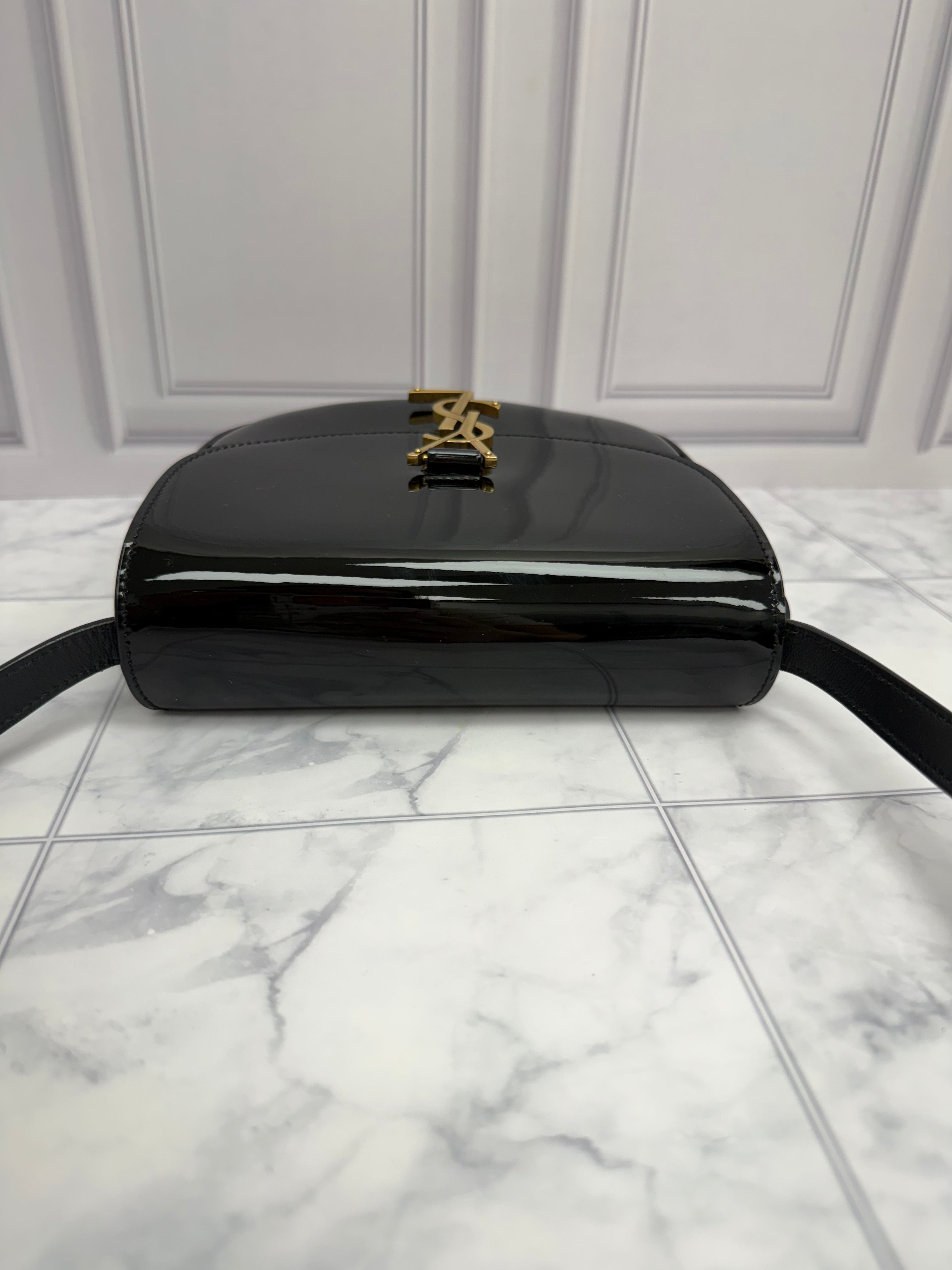 *DONS DROP* LIKE NEW Saint Laurent YSL Black Patent Leather Kaia Small Crossbody Bag