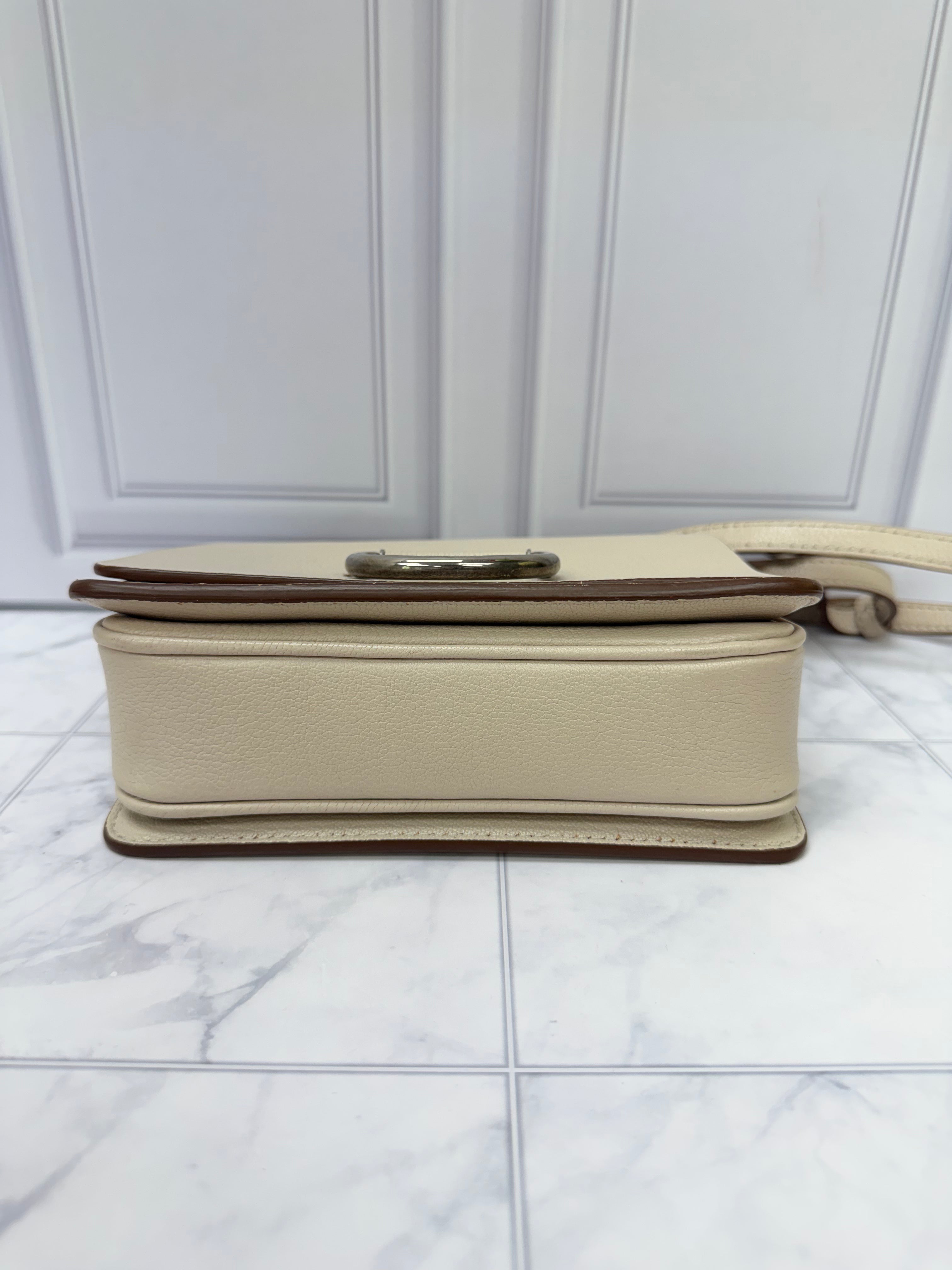 Burberry Beige Grained Leather Crossbody Bag