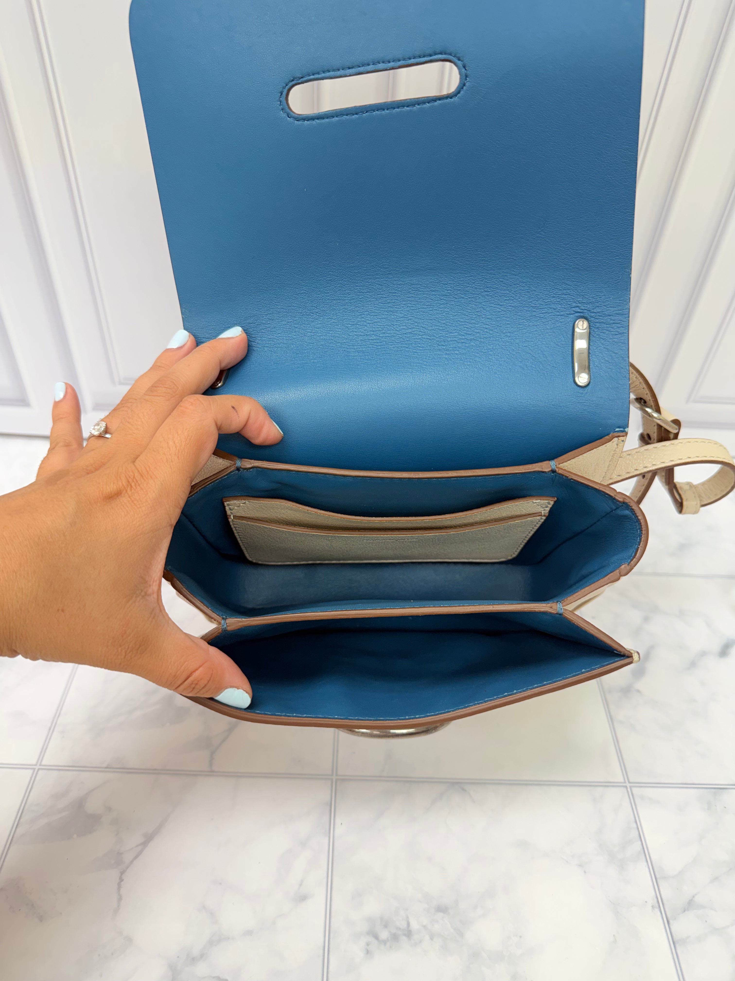 Burberry Beige Grained Leather Crossbody Bag