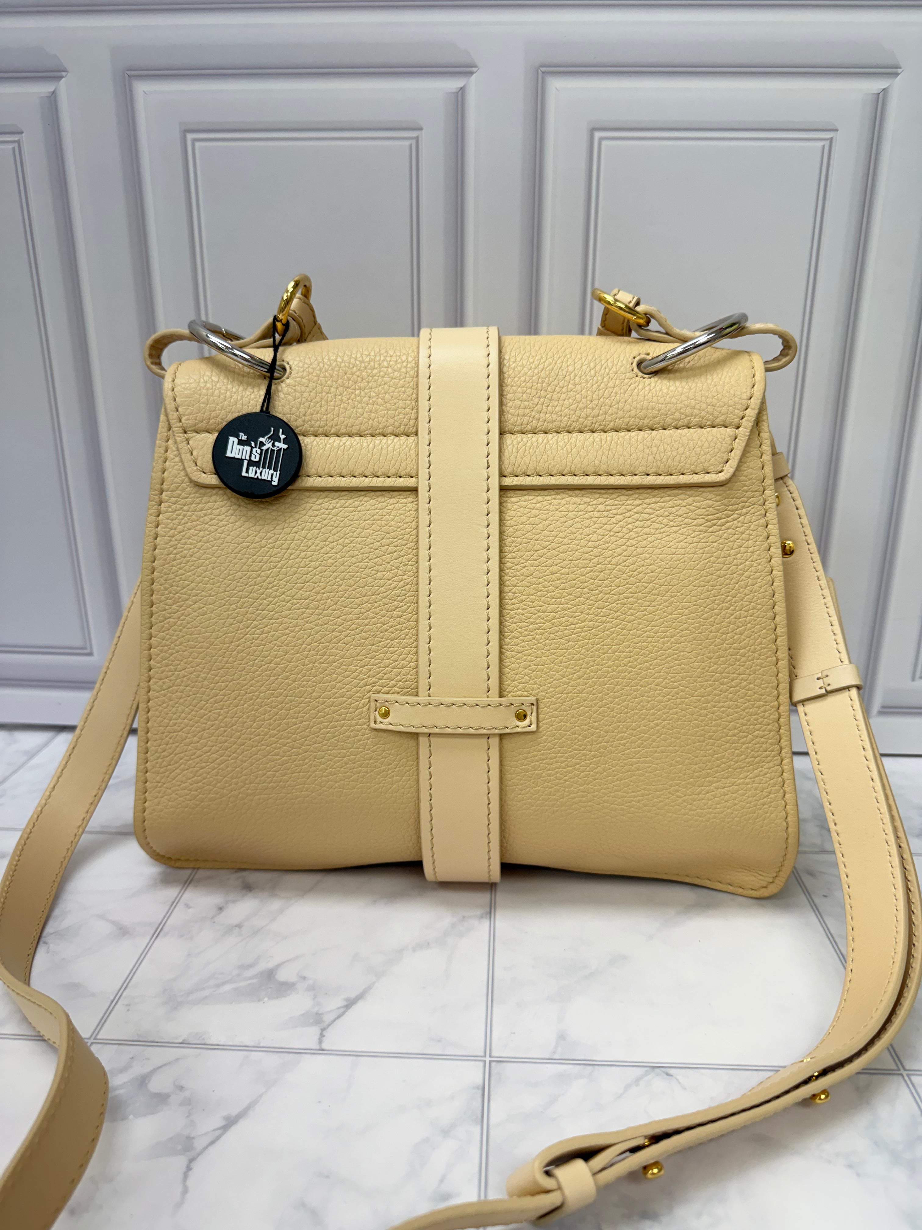 Chloe Beige Grained Leather Aby Day Shoulder Bag