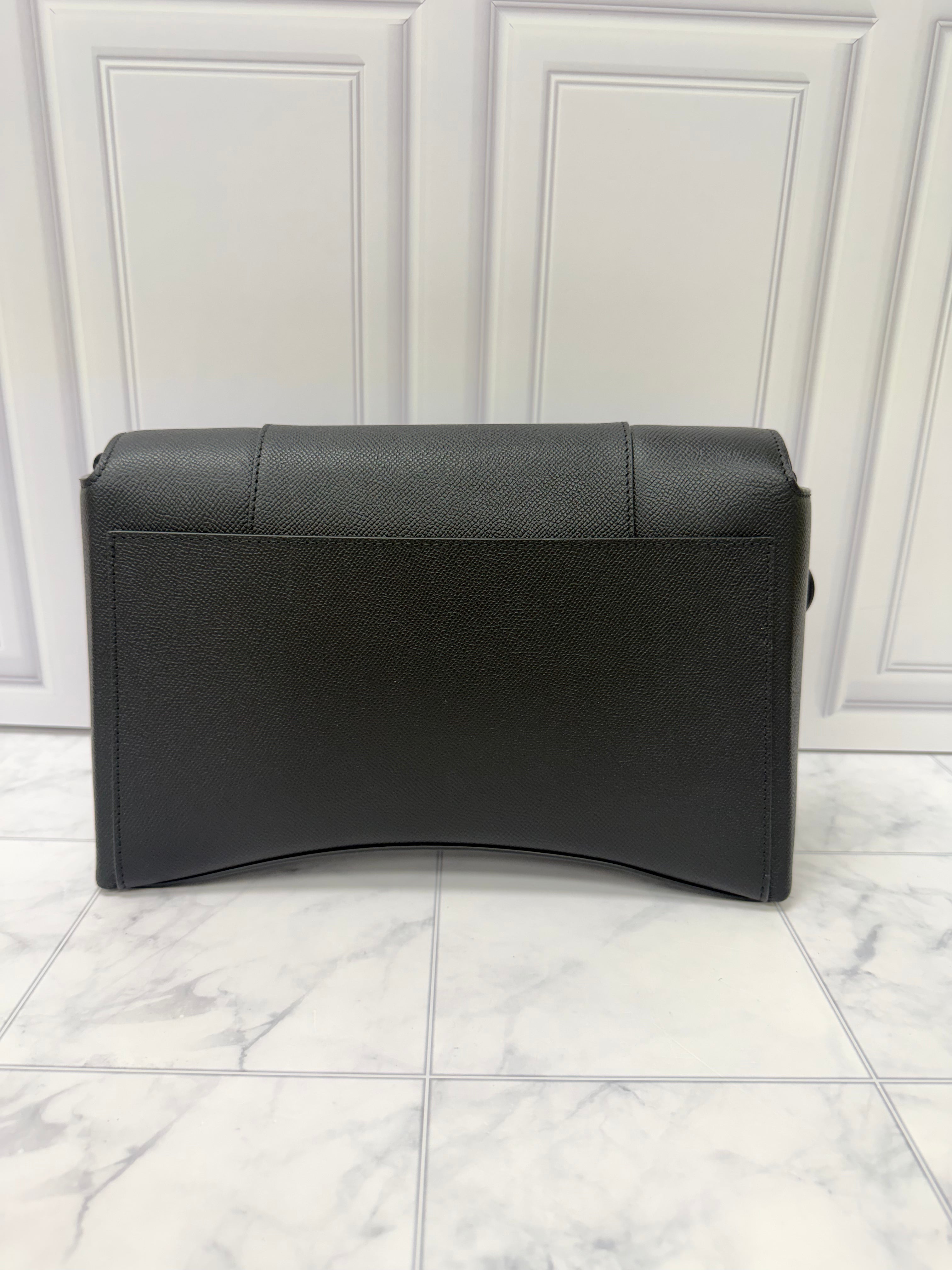 Balenciaga Black Grained Leather Downtown Shoulder Bag