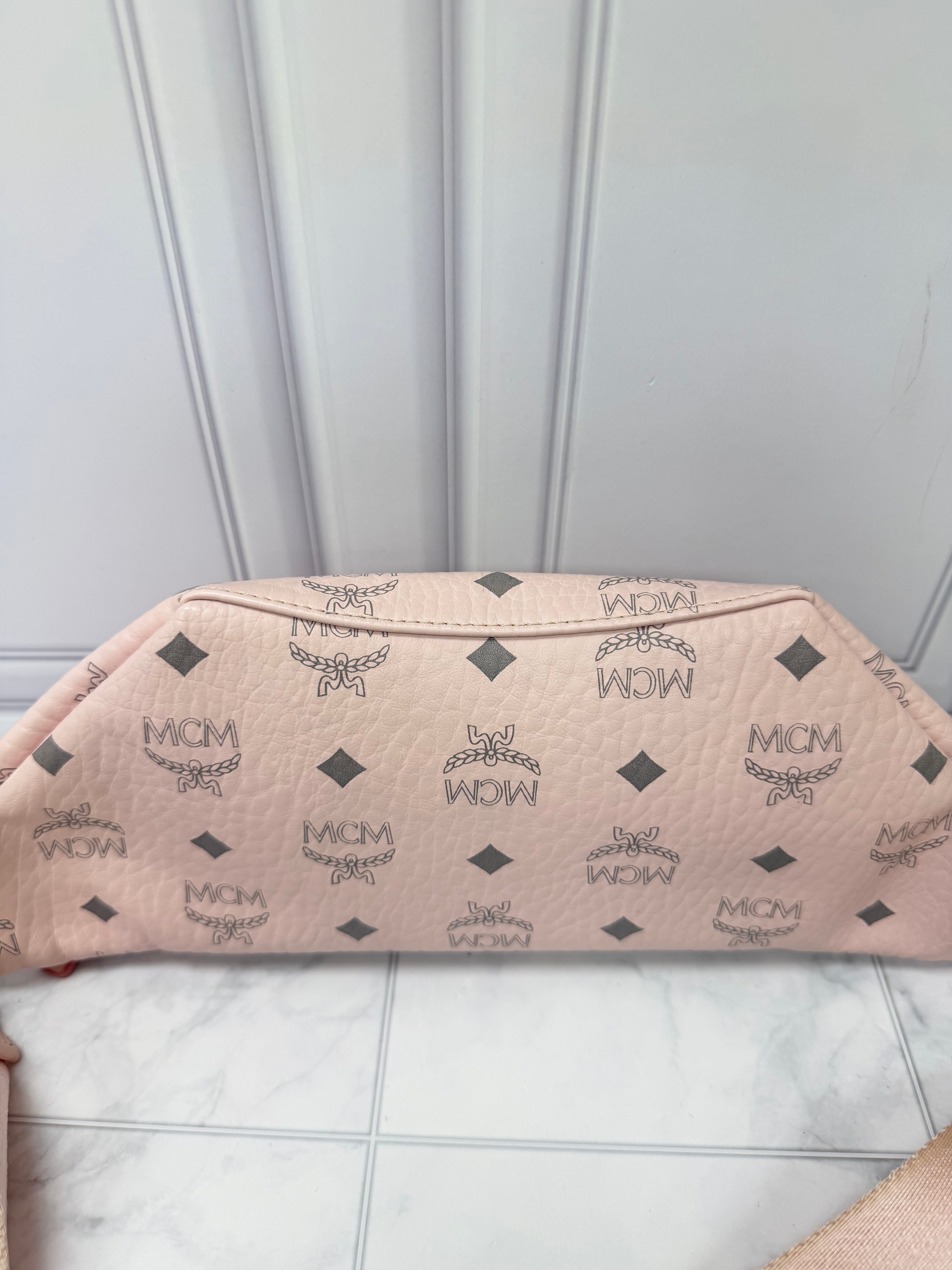 MCM Pink Visetos Canvas Small Belt Bag