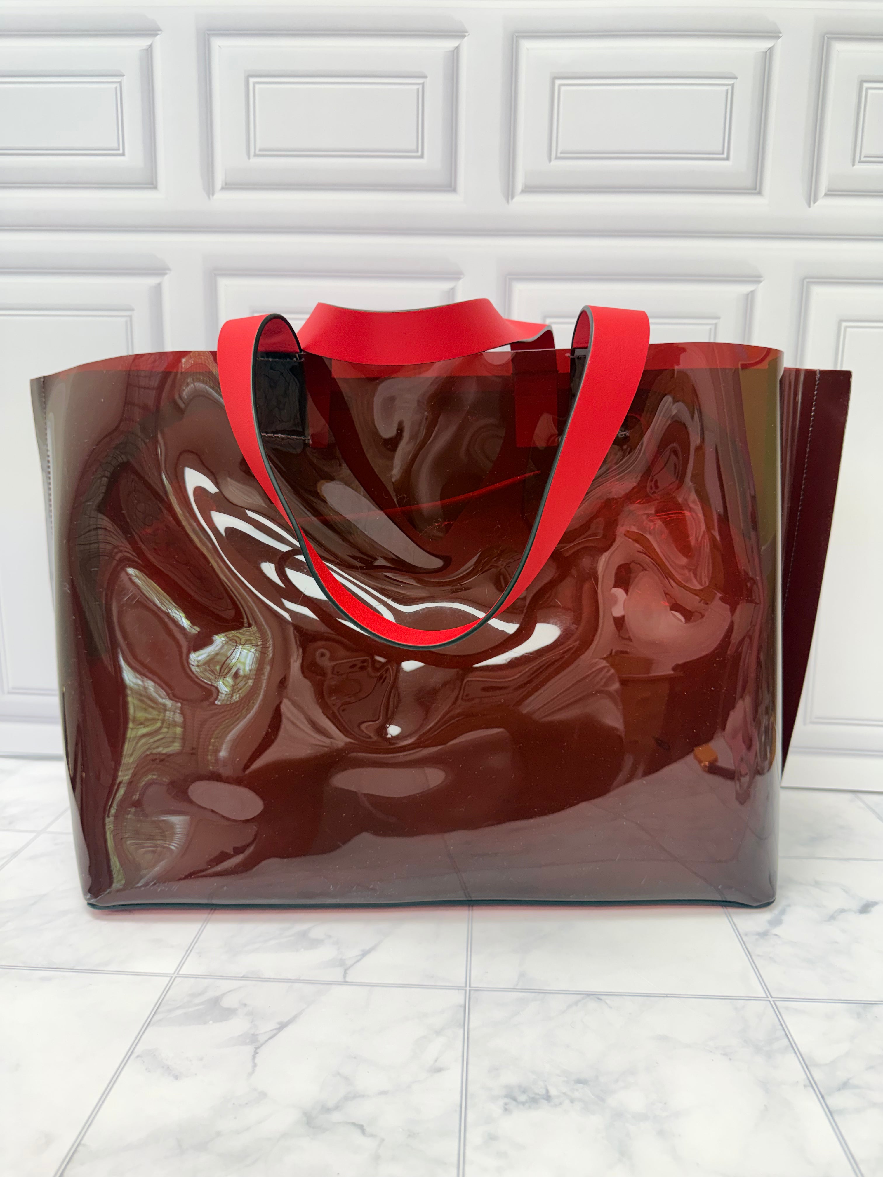 Valentino Red PVC VLogo Escape Medium Tote Bag