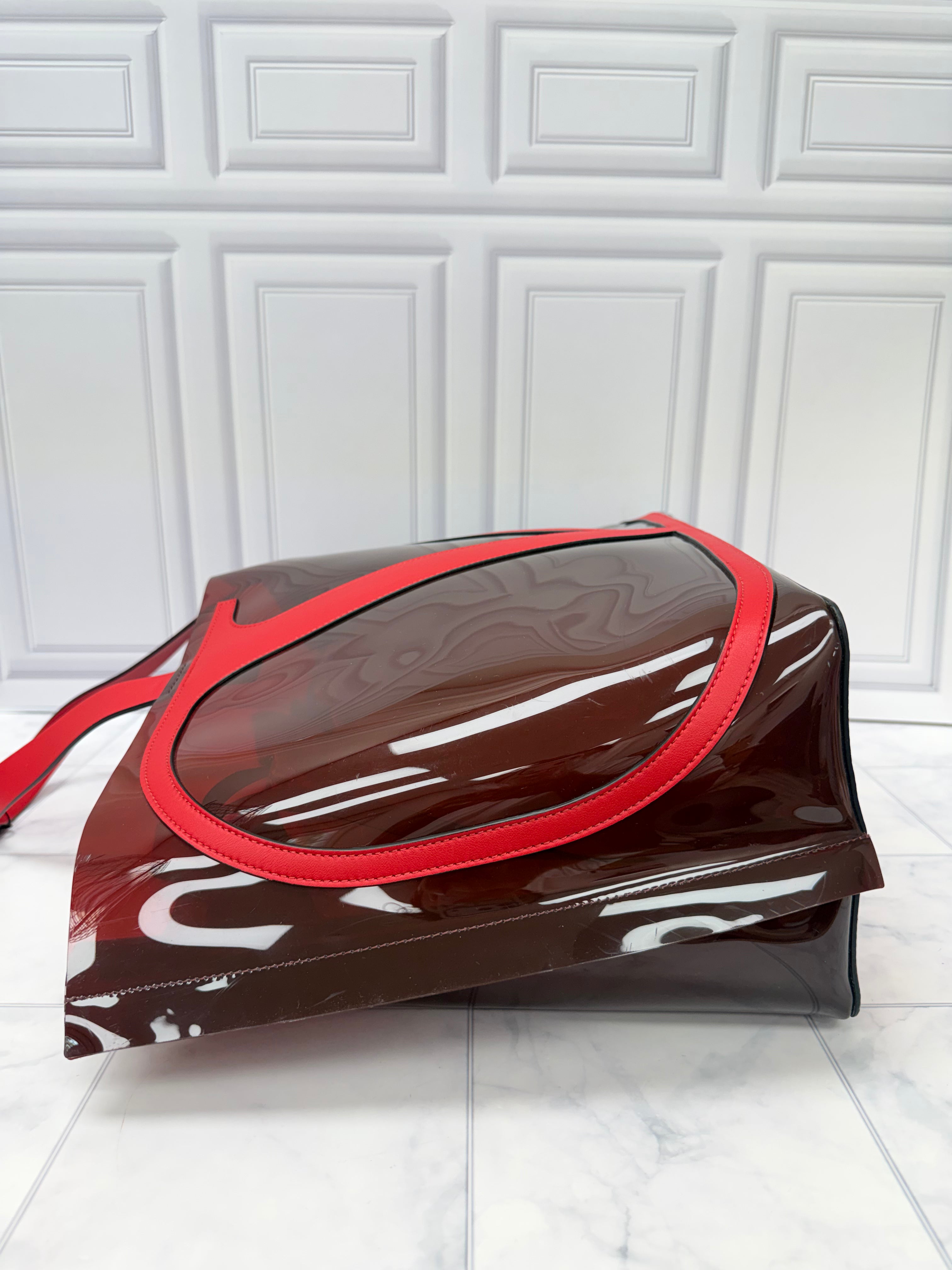 Valentino Red PVC VLogo Escape Medium Tote Bag