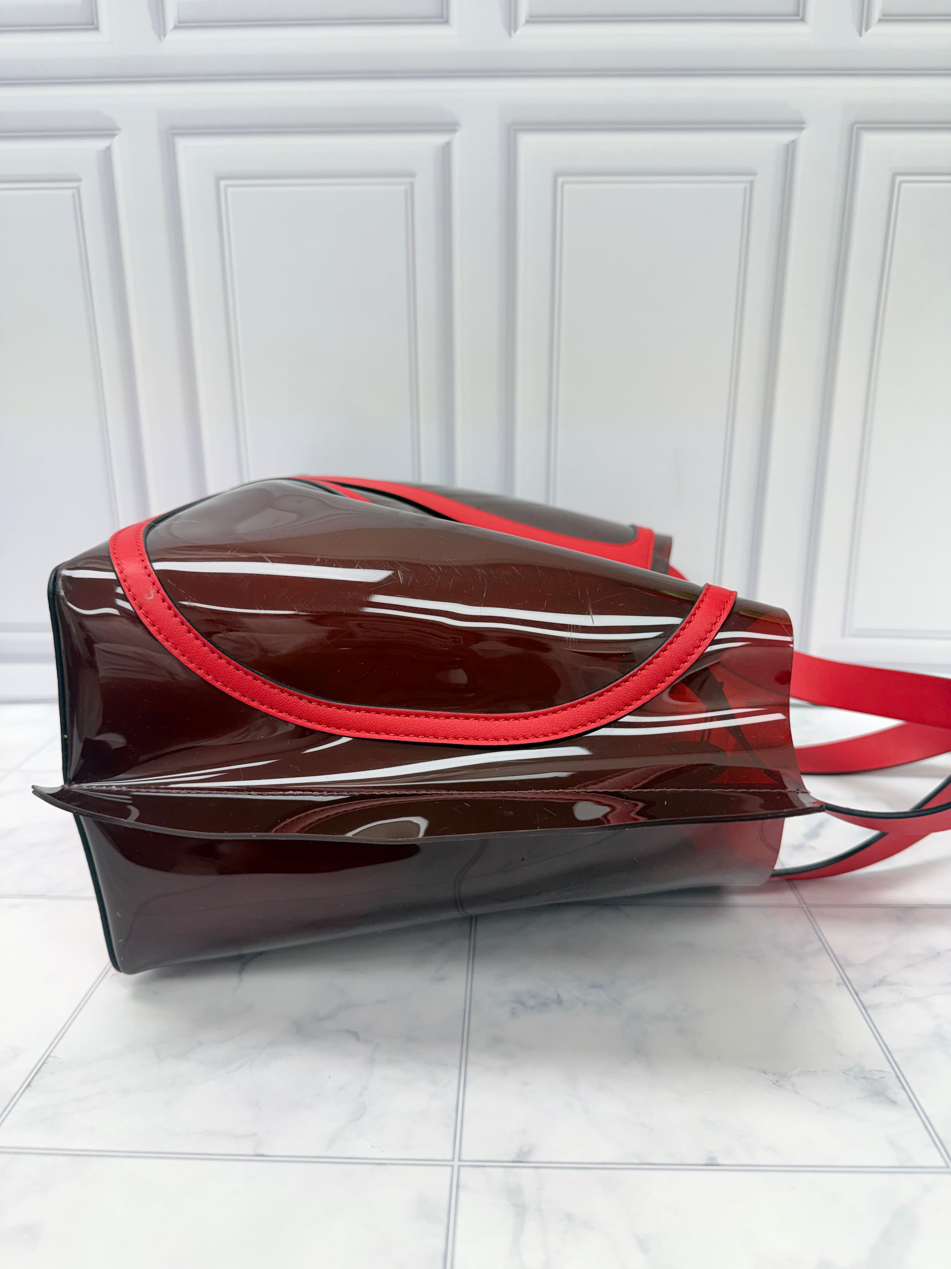 Valentino Red PVC Logo Small Tote Bag