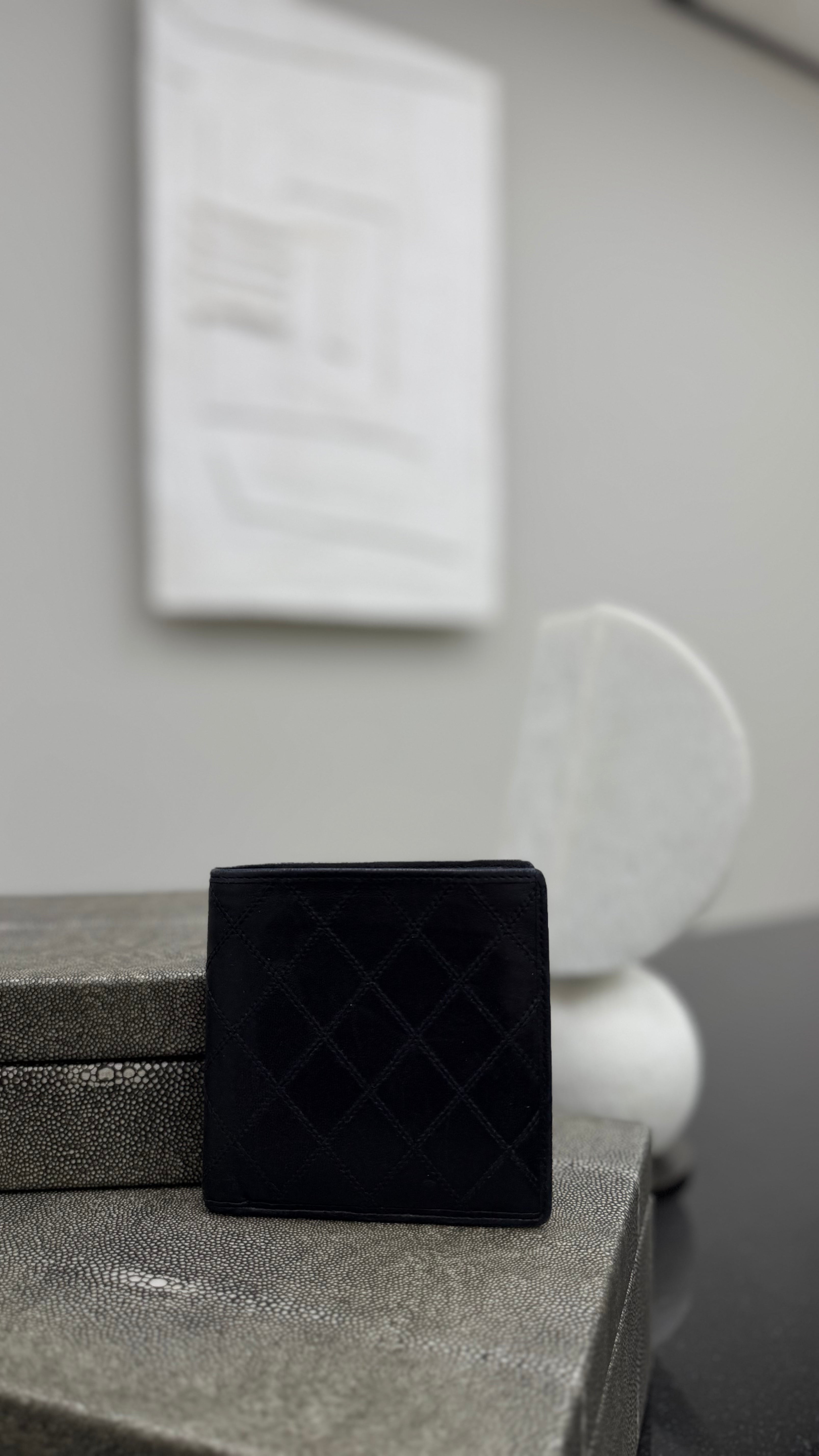 Chanel Black Lambskin Leather Bifold Wallet