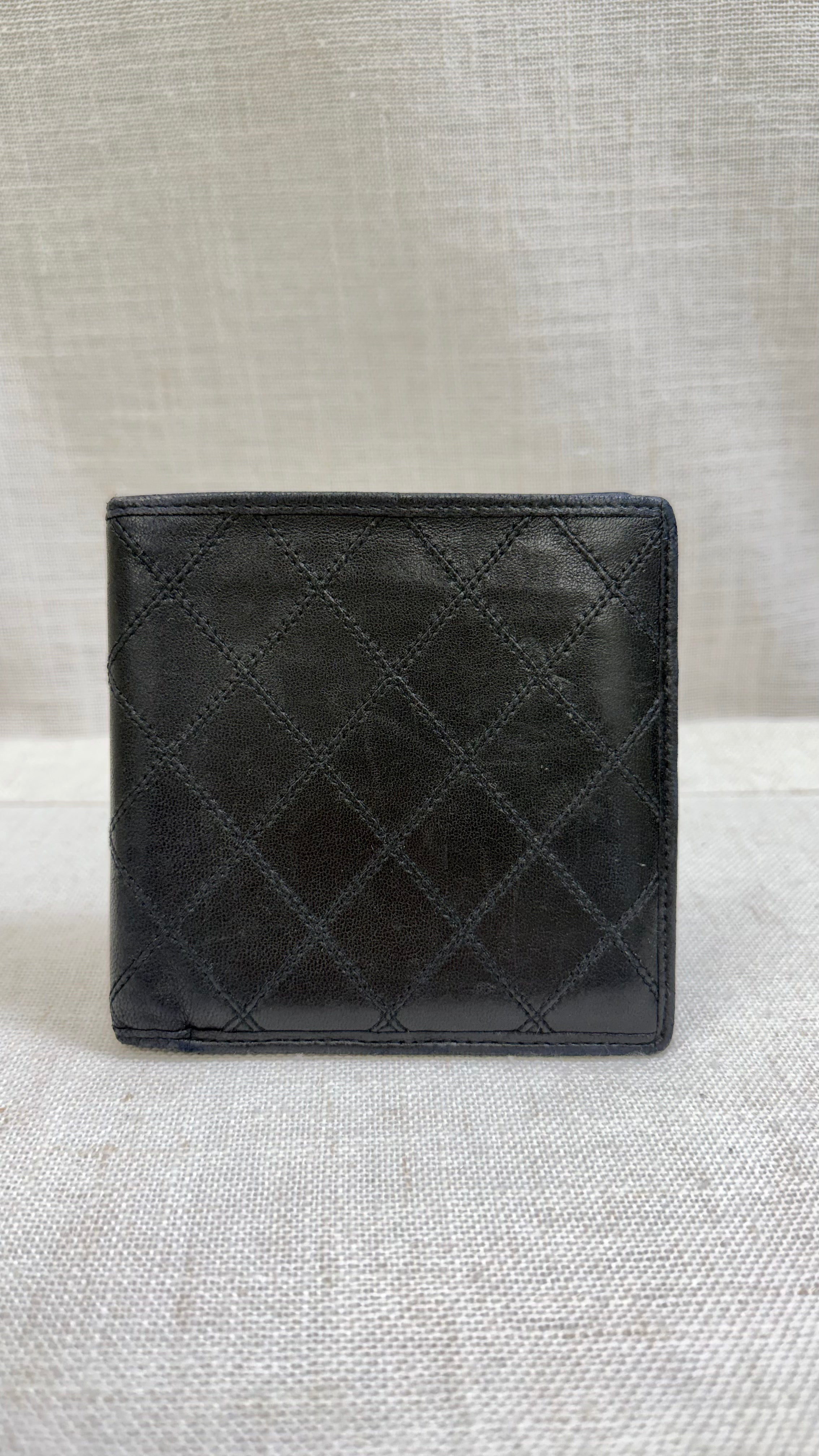 Chanel Black Lambskin Leather Bifold Wallet