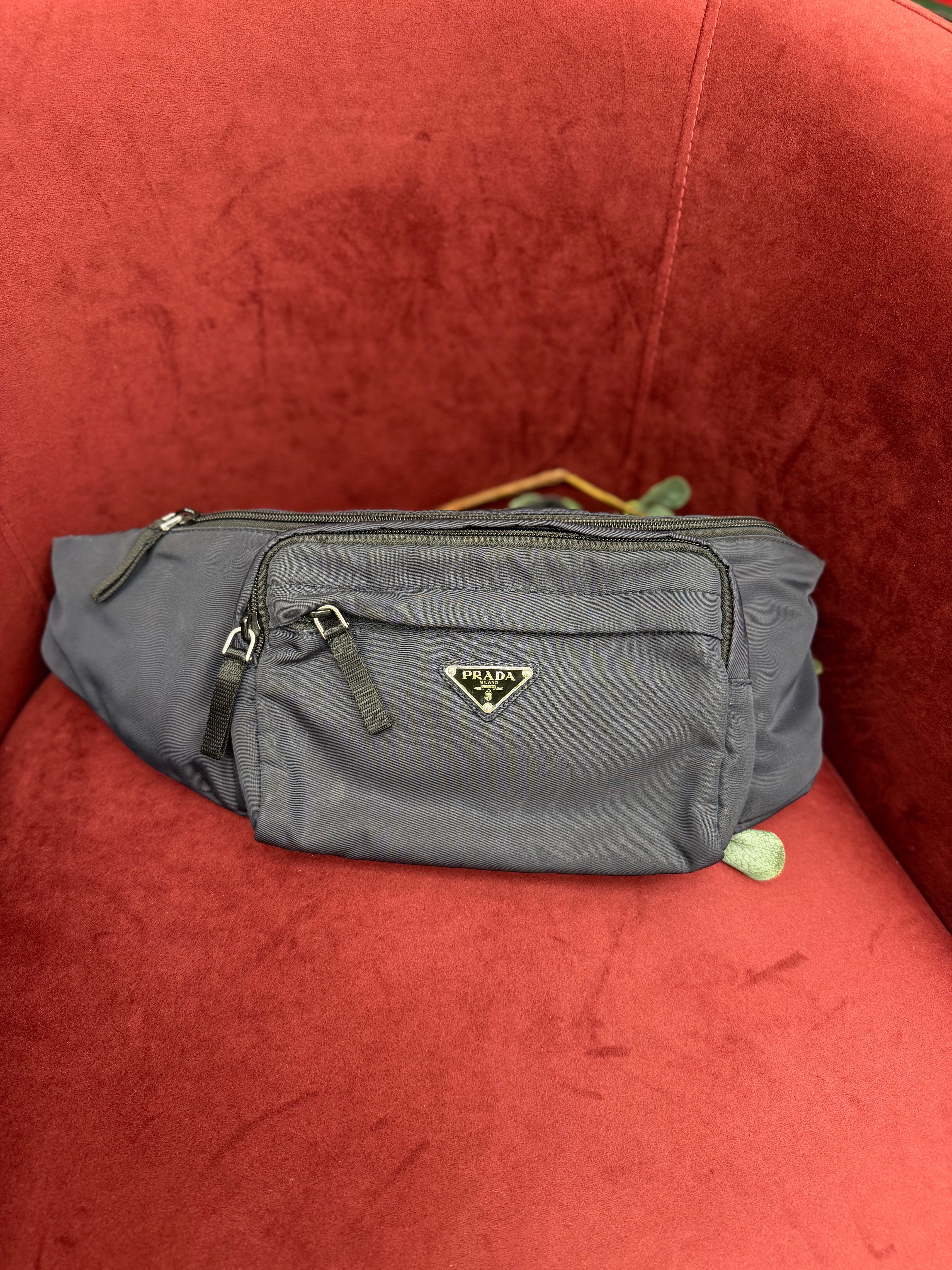Prada Navy Blue Tessuto Nylon Belt Bag