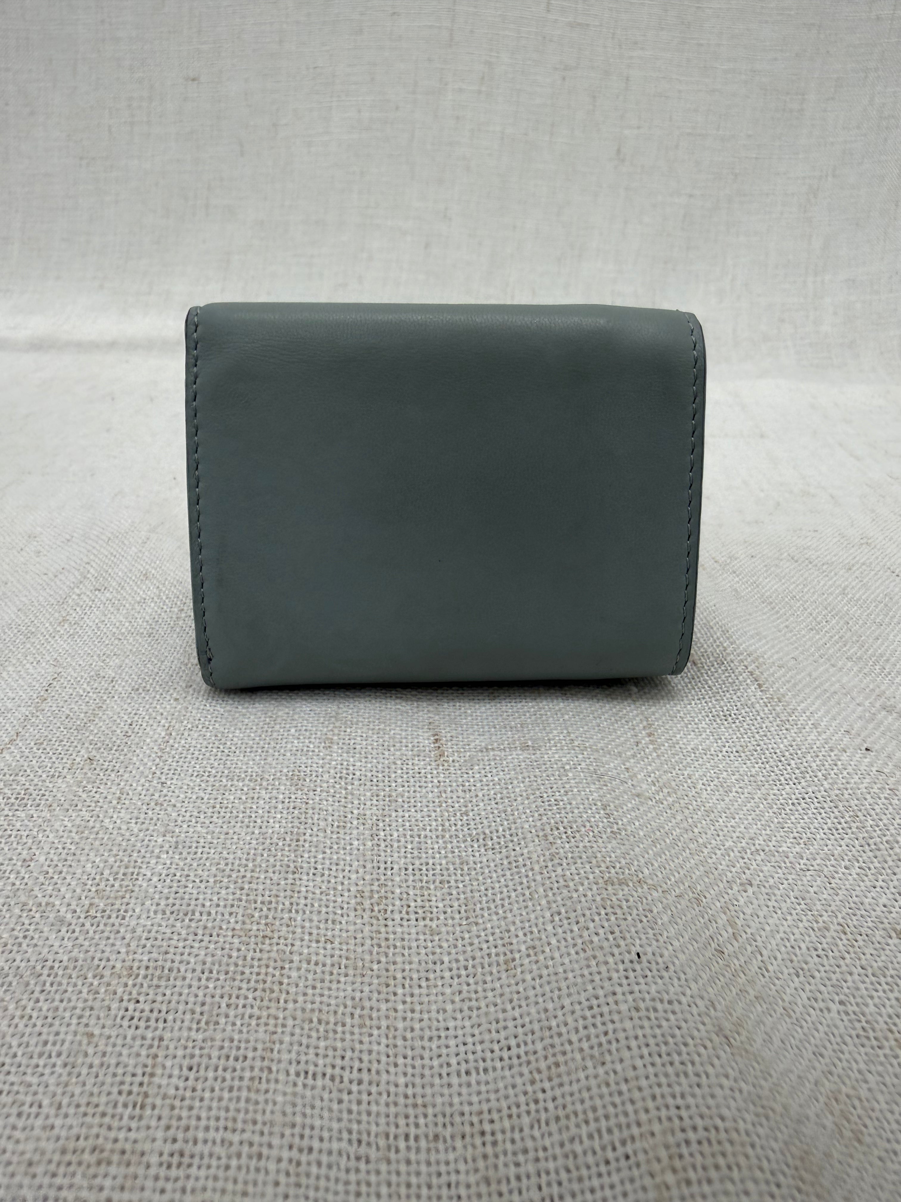Fendi Light Blue Embossed FF Compact Trifold