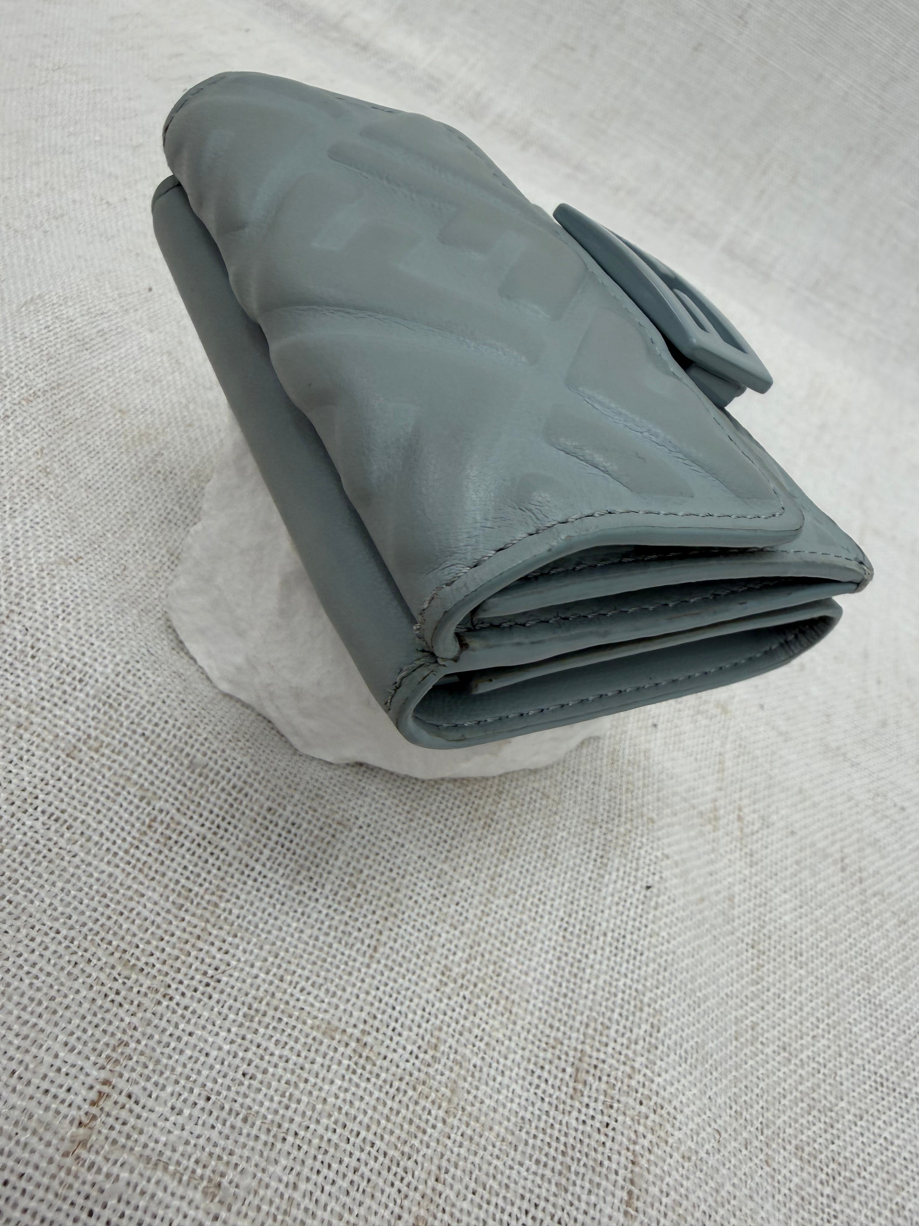 Fendi Light Blue Embossed FF Compact Trifold